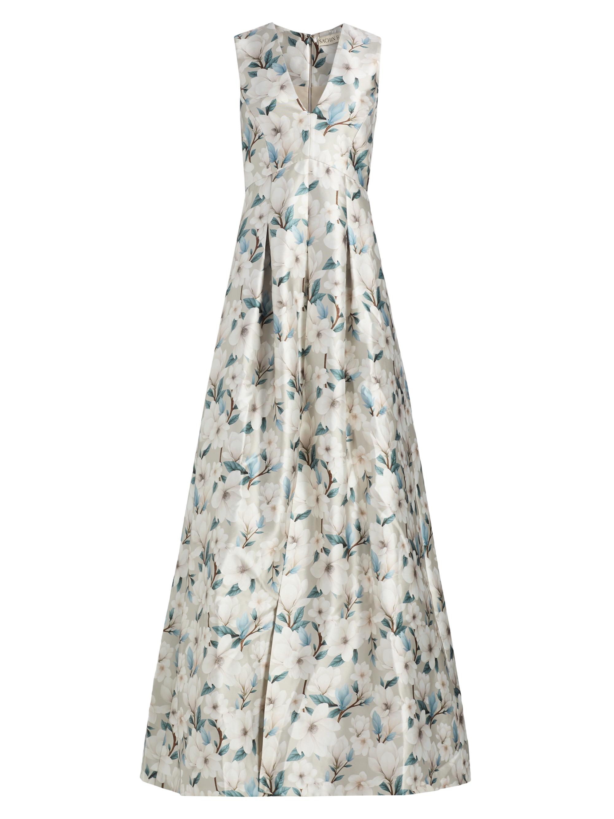 SACHIN BABI Women's Brooklynne Floral Satin A-Line Gown - Champagne Magnolia