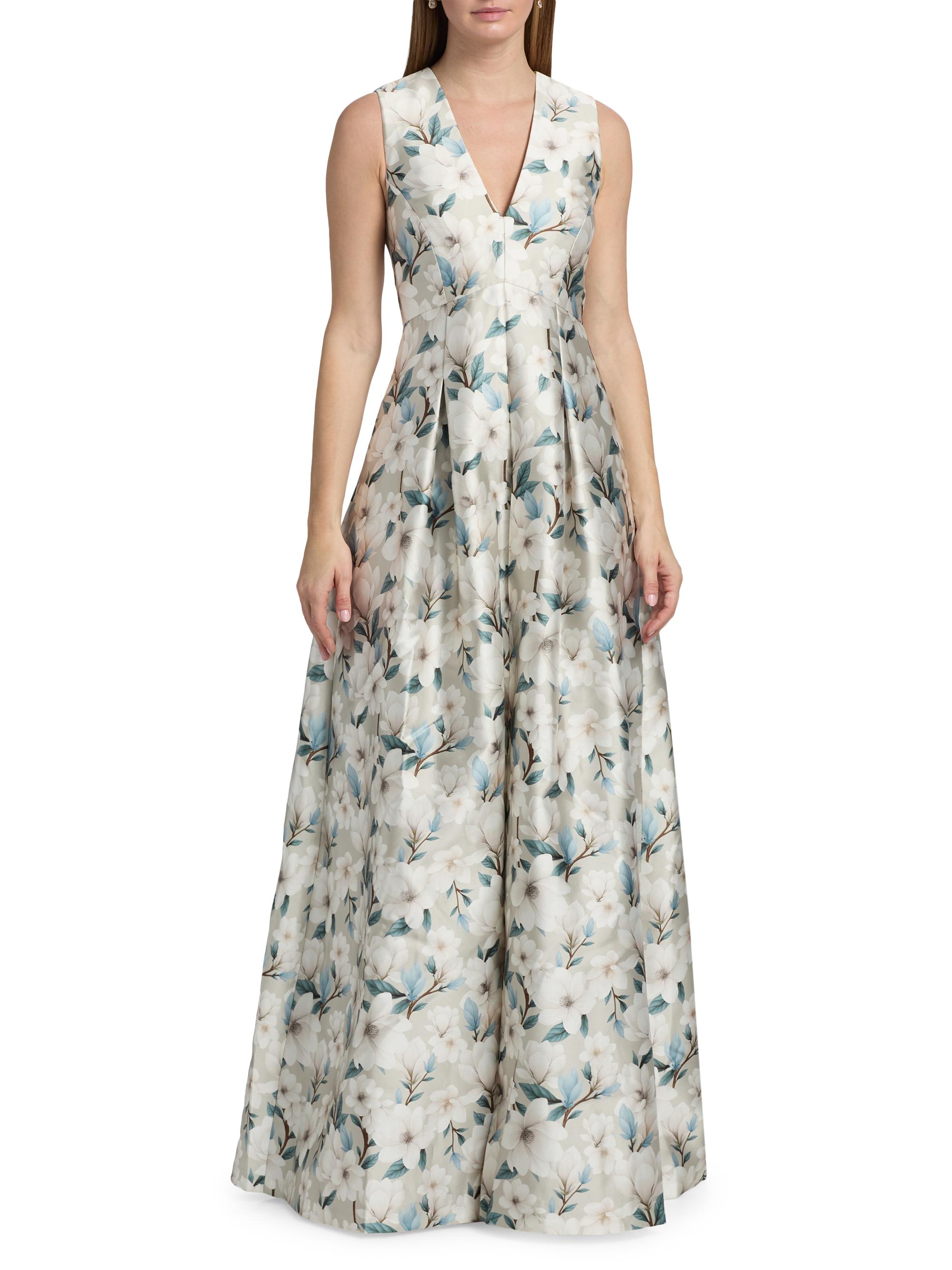 SACHIN BABI Women's Brooklynne Floral Satin A-Line Gown - Champagne Magnolia | Thumbnail 3