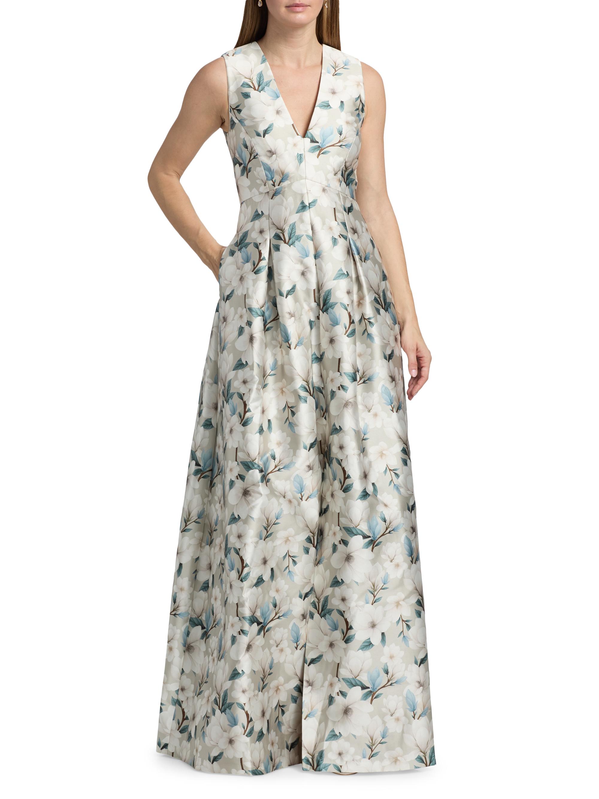 SACHIN BABI Women's Brooklynne Floral Satin A-Line Gown - Champagne Magnolia | Thumbnail 2