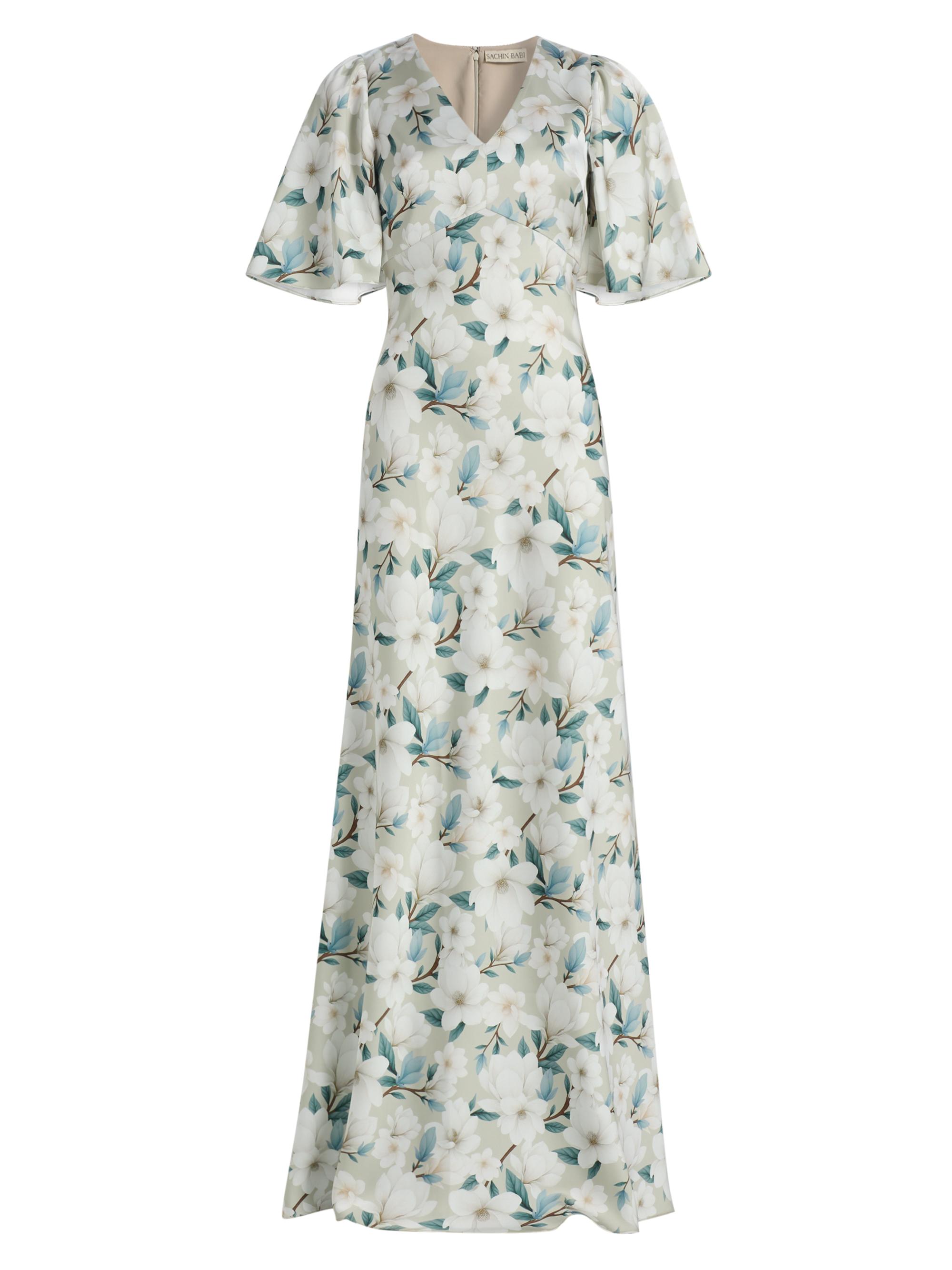 SACHIN BABI Women's Mae Floral Flutter-Sleeve Gown - Champagne Magnolia