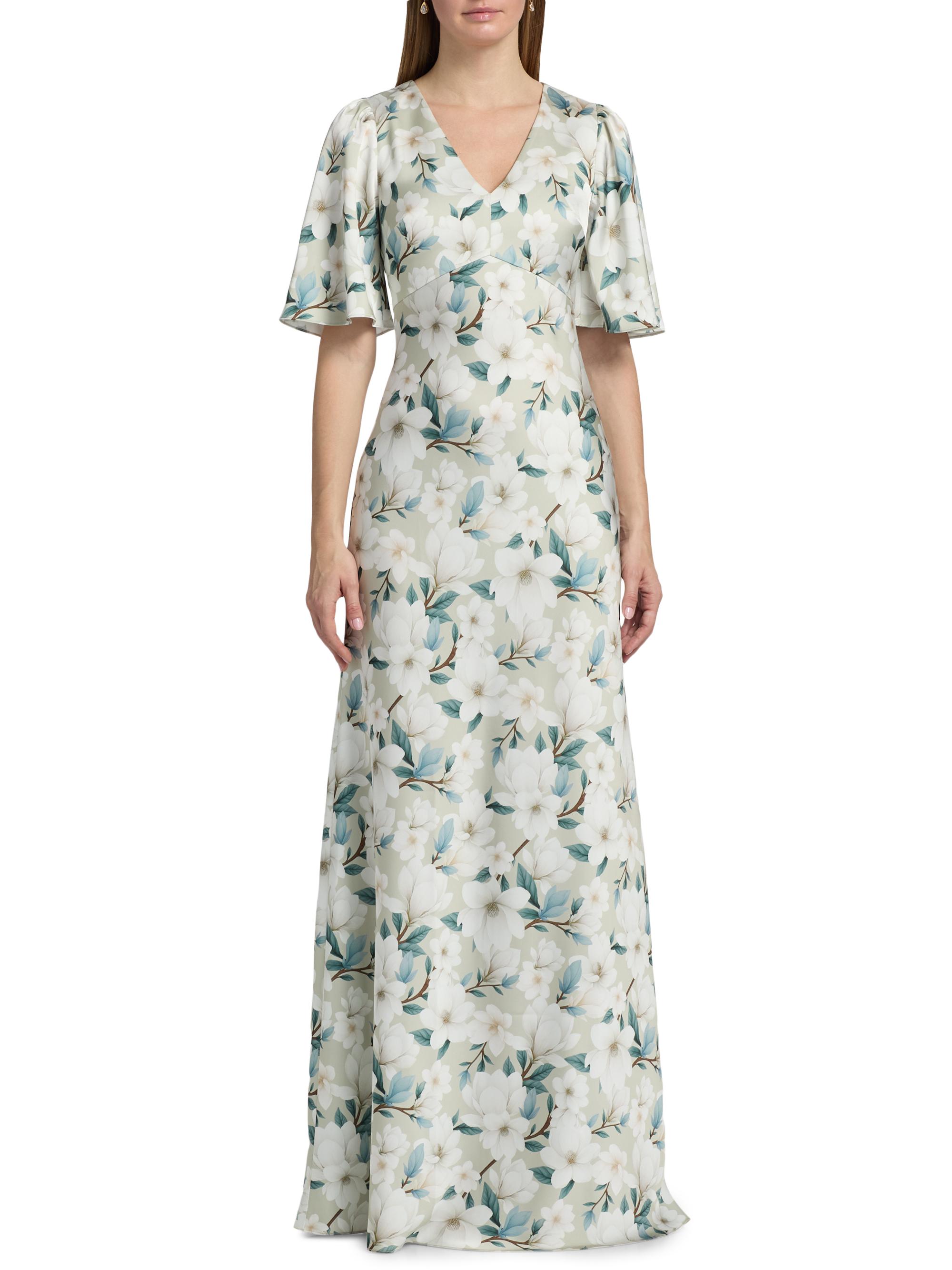SACHIN BABI Women's Mae Floral Flutter-Sleeve Gown - Champagne Magnolia | Thumbnail 3