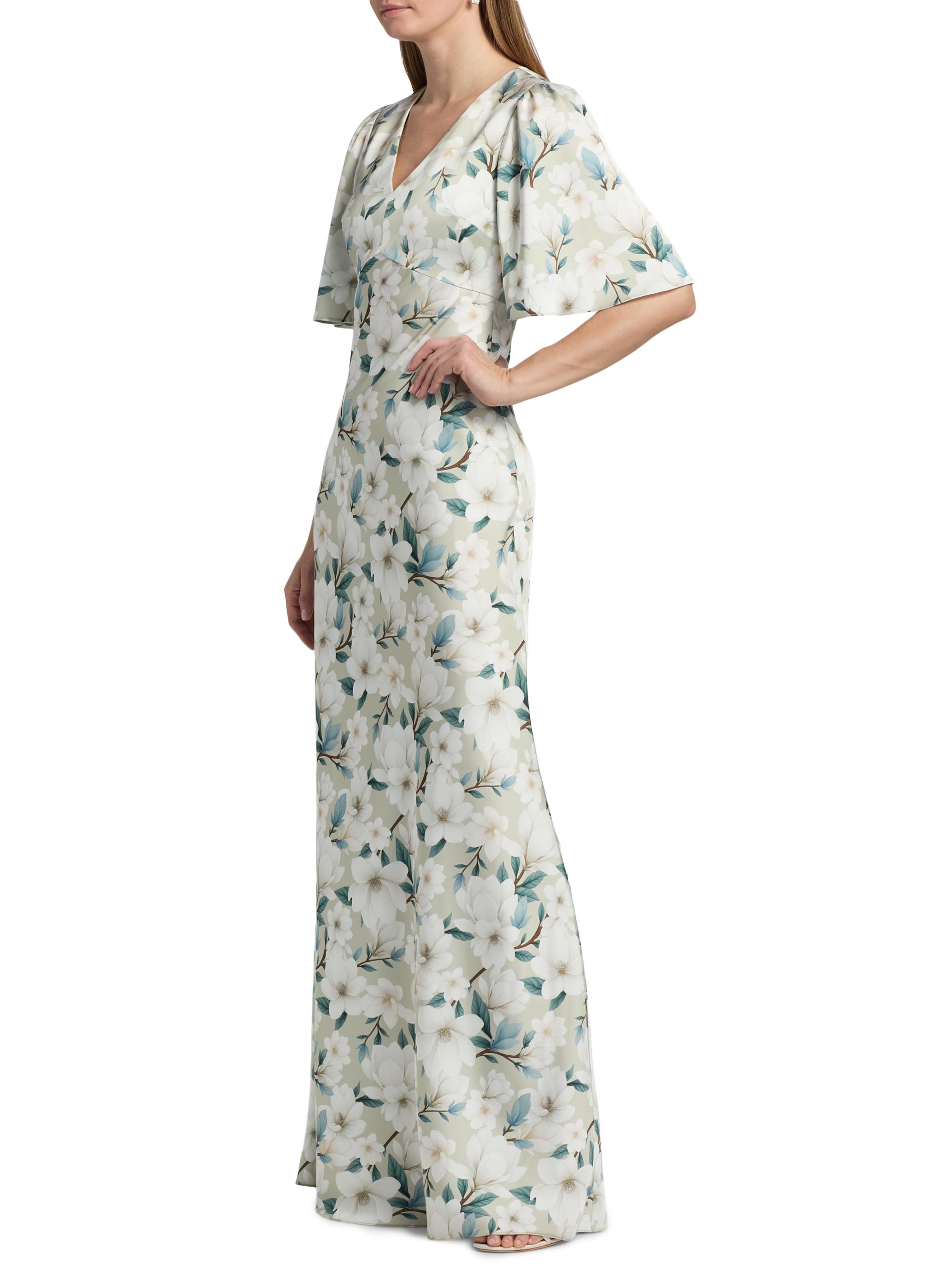 SACHIN BABI Women's Mae Floral Flutter-Sleeve Gown - Champagne Magnolia | Thumbnail 4