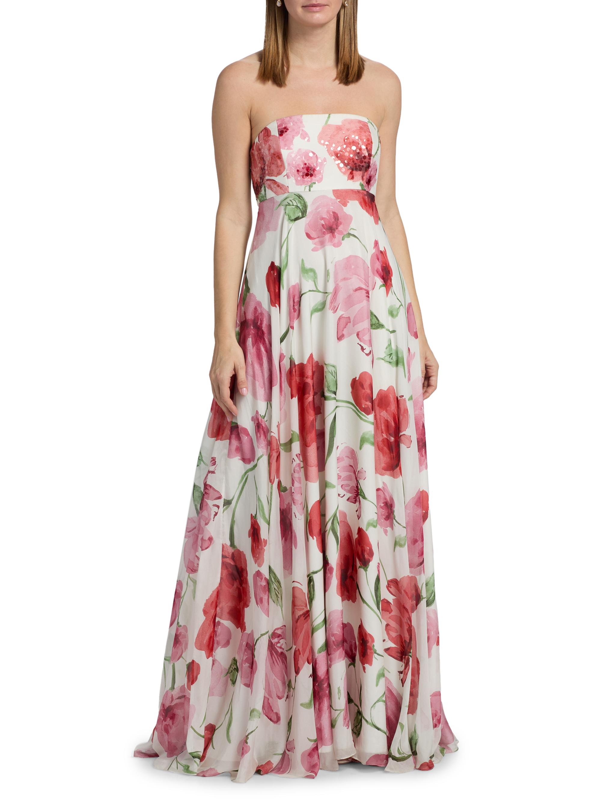 SACHIN BABI Women's Ames Floral Strapless A-Line Gown - Grande Watercolor Poppies | Thumbnail 3