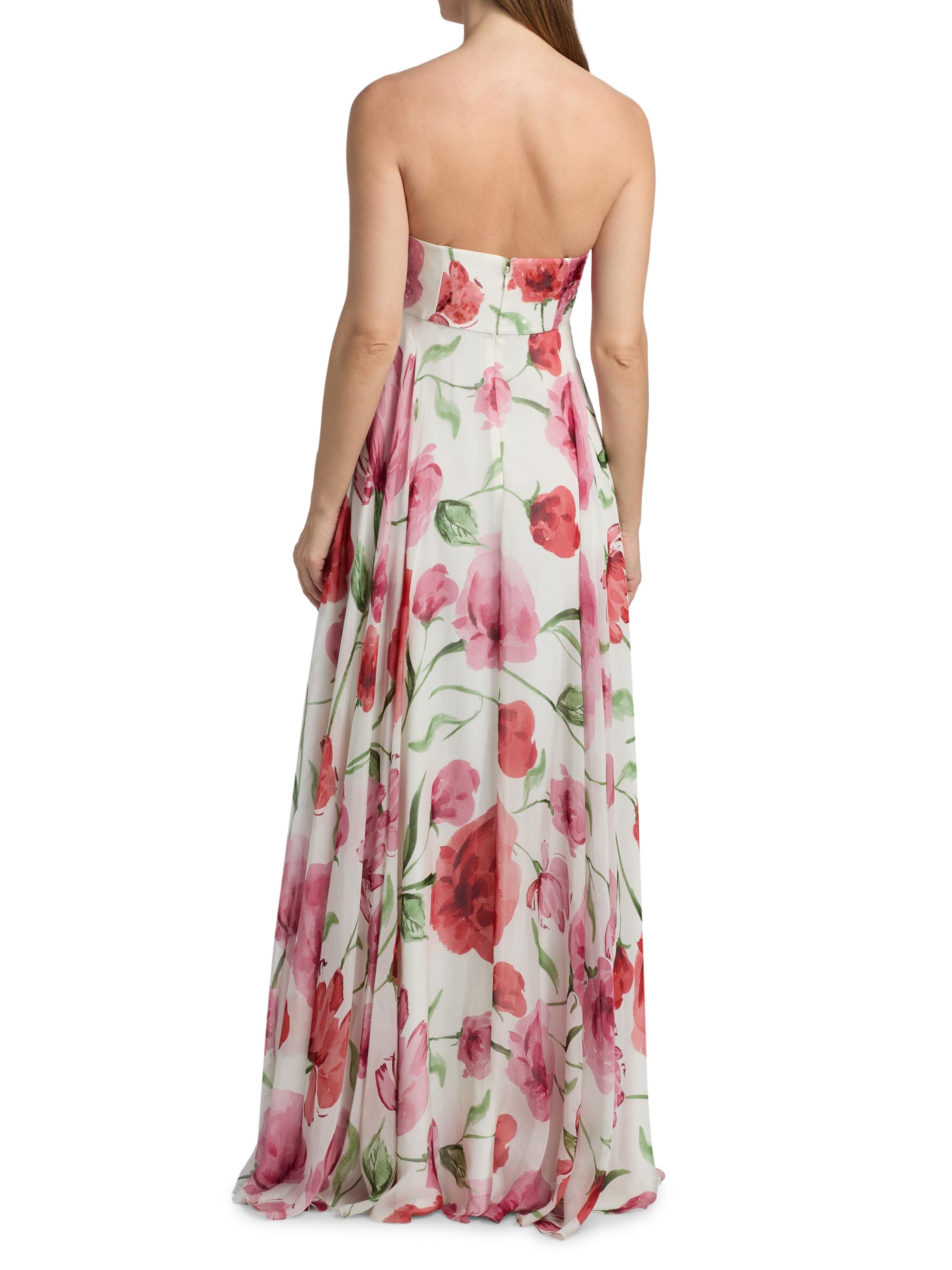 SACHIN BABI Women's Ames Floral Strapless A-Line Gown - Grande Watercolor Poppies | Thumbnail 5