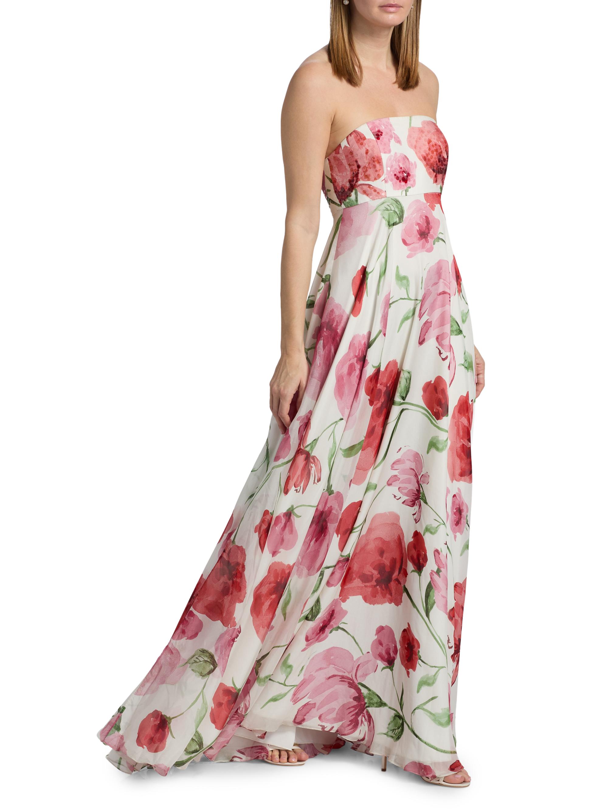 SACHIN BABI Women's Ames Floral Strapless A-Line Gown - Grande Watercolor Poppies | Thumbnail 2