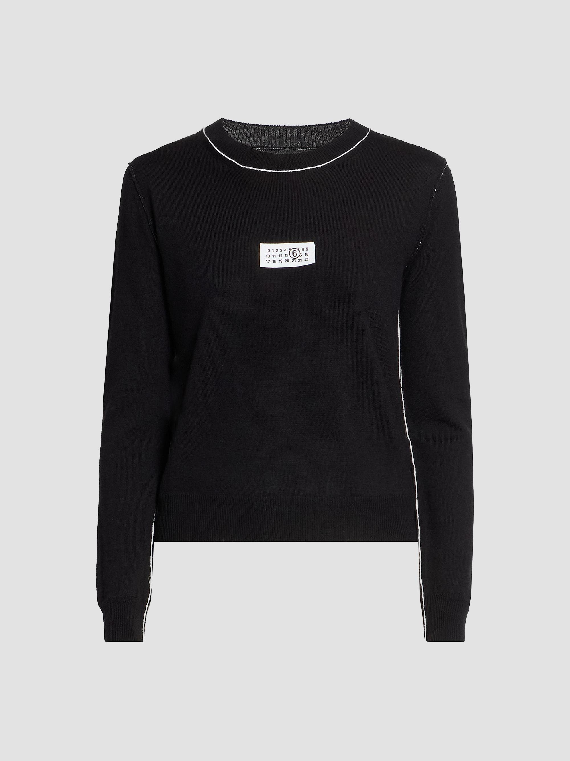 エ*7様 MM6 Maison Margiela ブラック Vネック 長袖ニット MM6 Maison Margiela V-Neck Wool-Blend Sweater | Saks Fifth Avenue