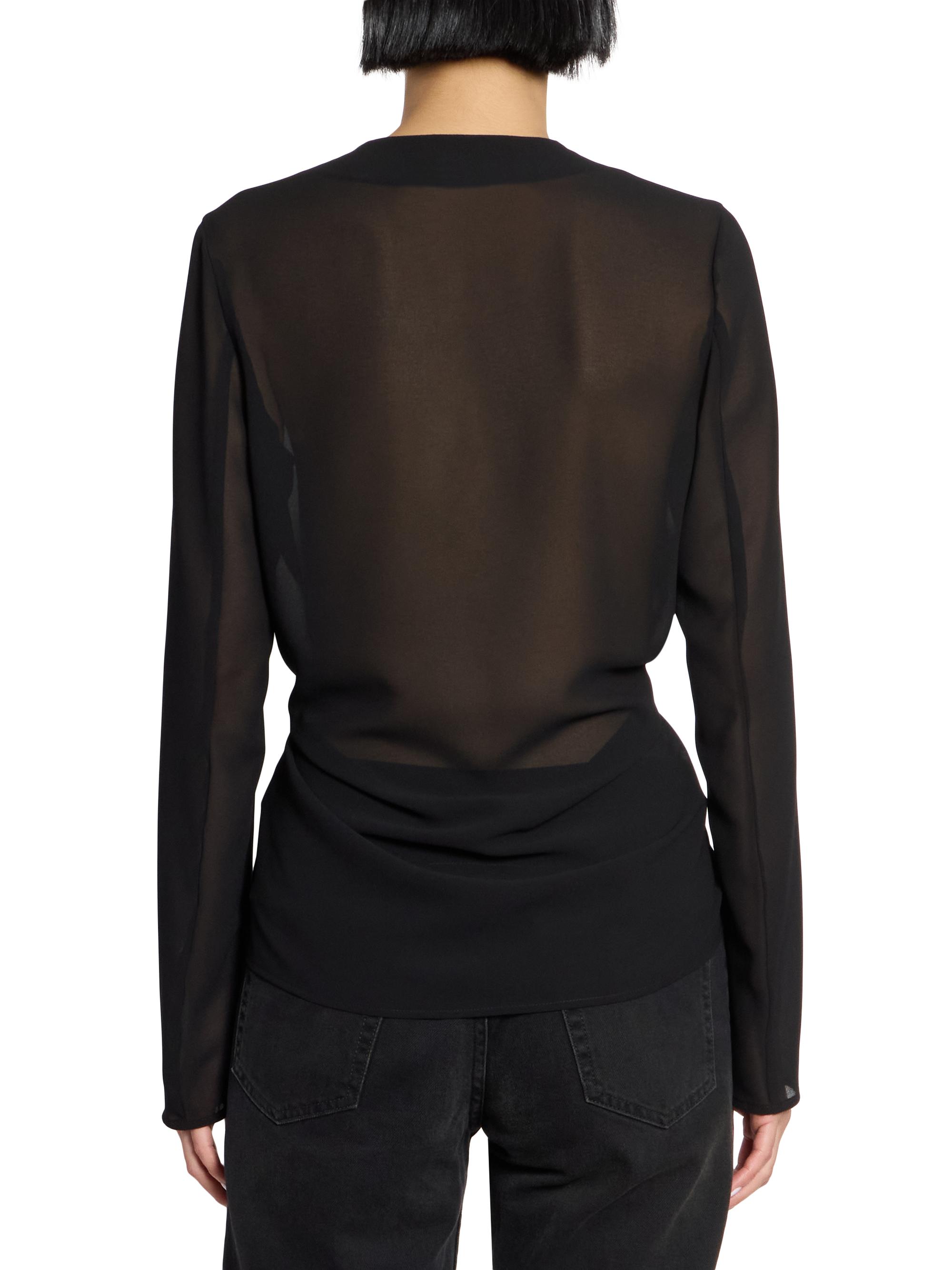 MM6 Maison Margiela Women's Chiffon Gathered Zip-Front Top - Black | Thumbnail 5