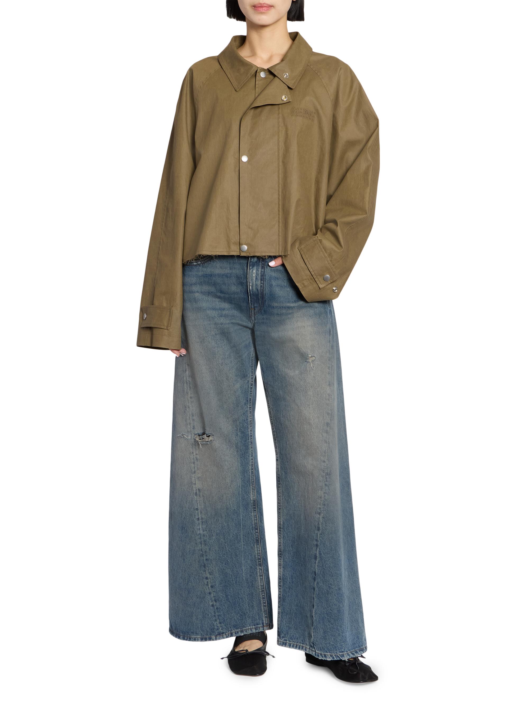 MM6 Maison Margiela Women's Exposed-Seam Distressed Wide-Leg Jeans - Dark Blue | Thumbnail 2