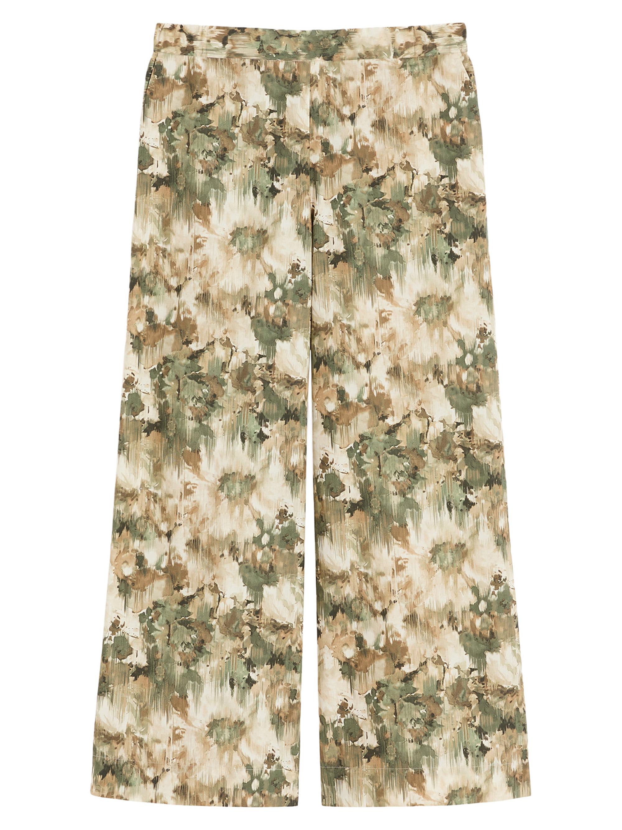 MM Max Mara Women's Wide Fit Printed Cotton Trousers - Moss Green