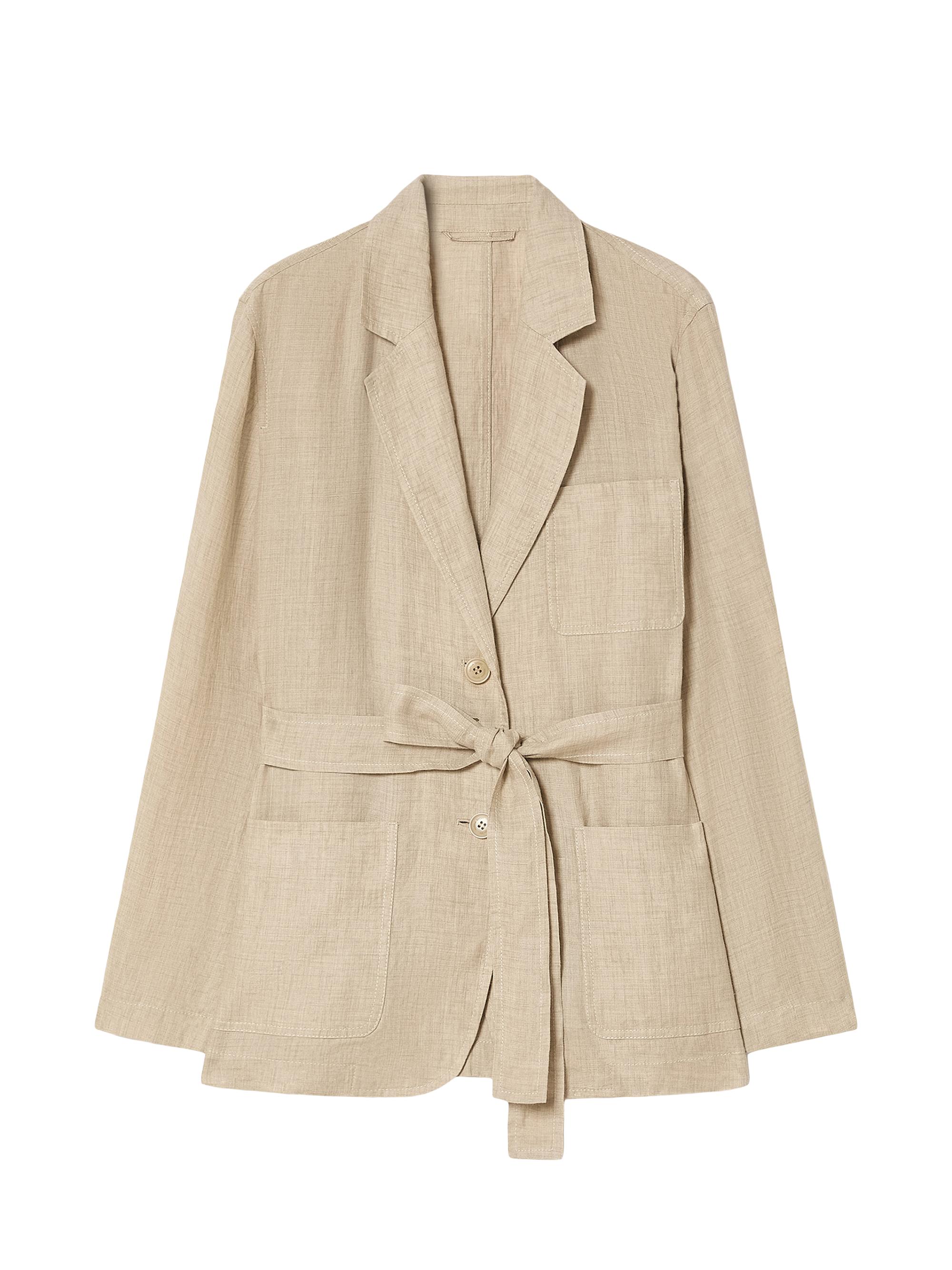 Marina Rinaldi Women's Open Jacket in Washed Linen - Sand