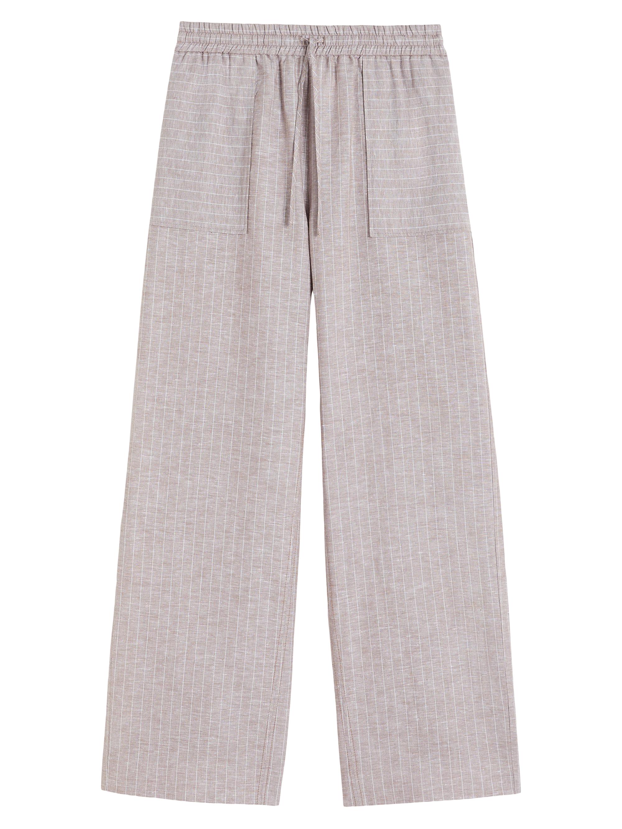 MM Max Mara Women's Striped Cotton and Linen Trousers - Beige