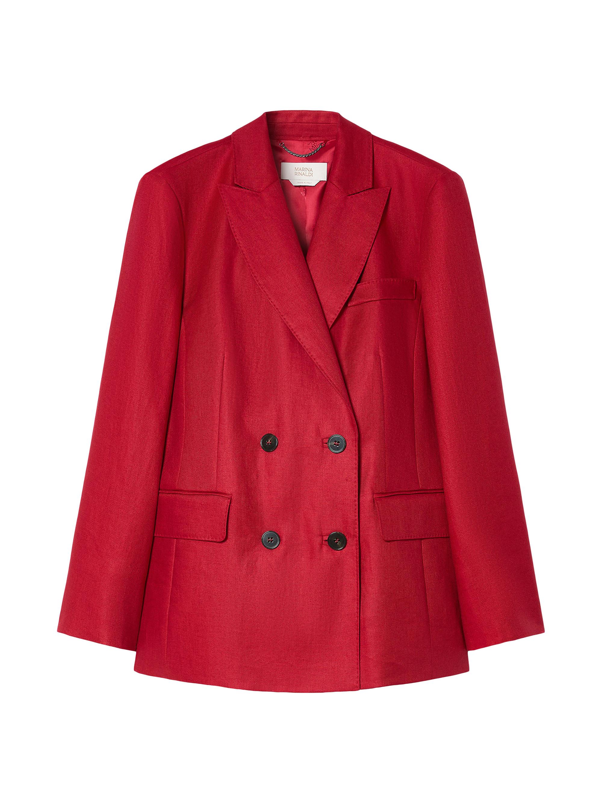 Marina Rinaldi Women's Linen Blazer Jacket - Cherry