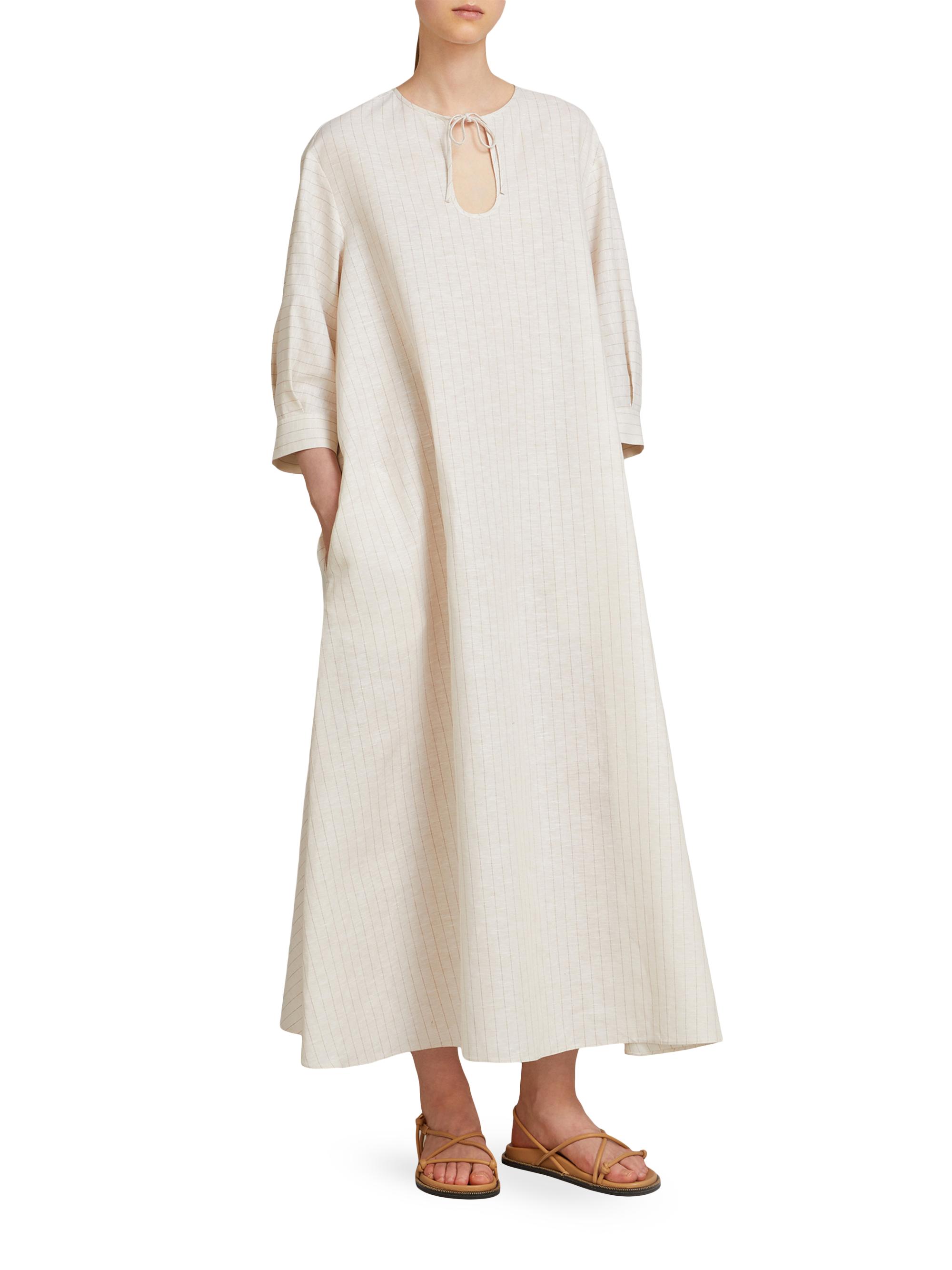 MM Max Mara Linen and Cotton Maxi Kaftan Dress | Saks Fifth Avenue