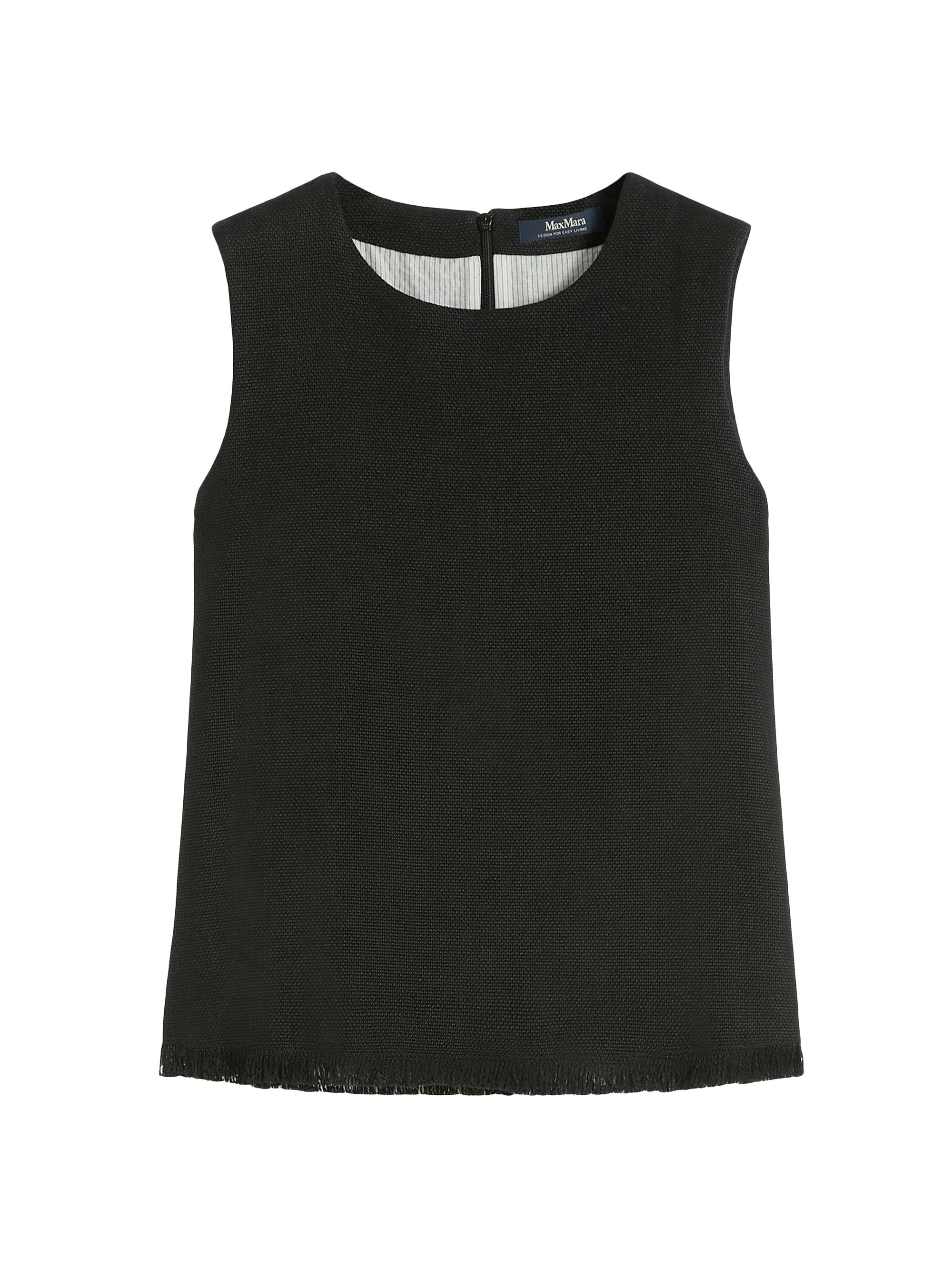 Max Mara Women's Cotton and Linen Basketweave Top - Black