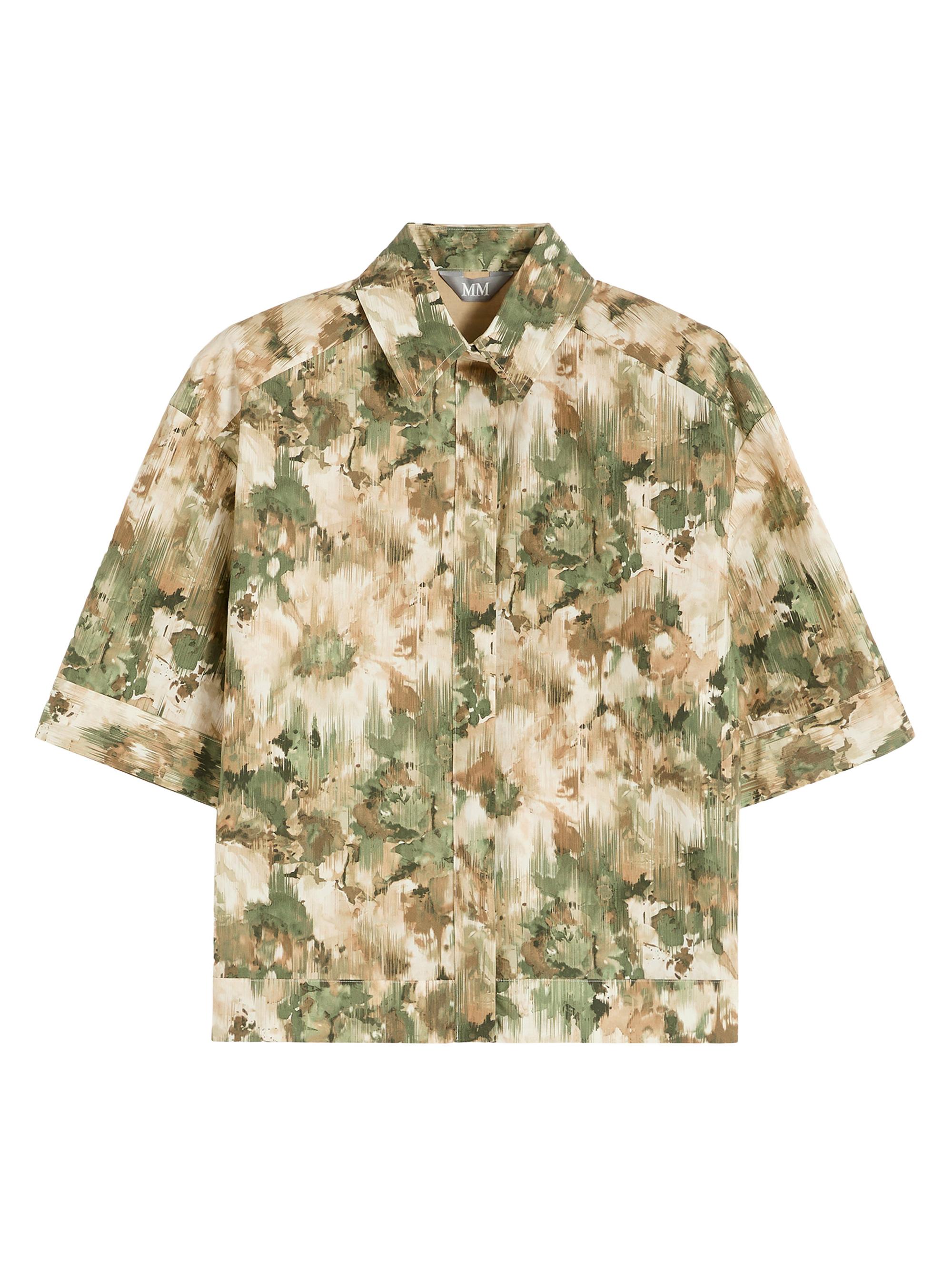 MM Max Mara Women's Printed Cotton Cropped Shirt - Moss Green