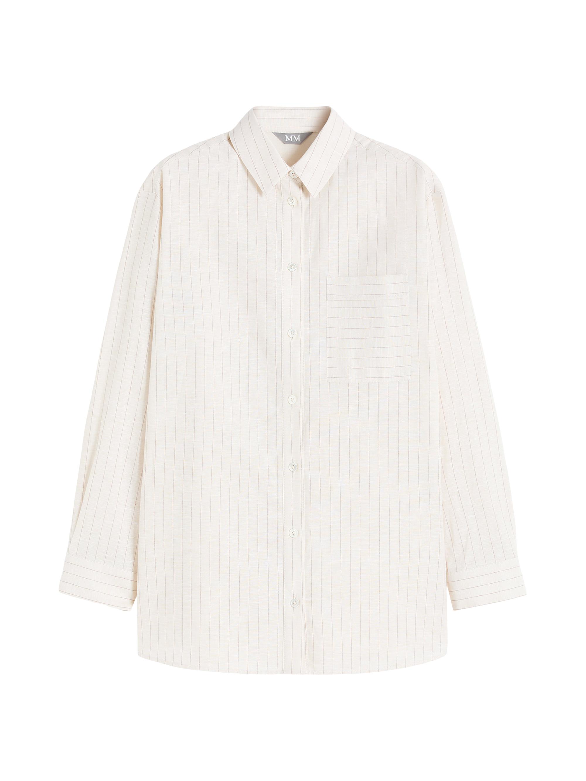 MM Max Mara Women's Mannish Linen and Cotton Shirt - Milk