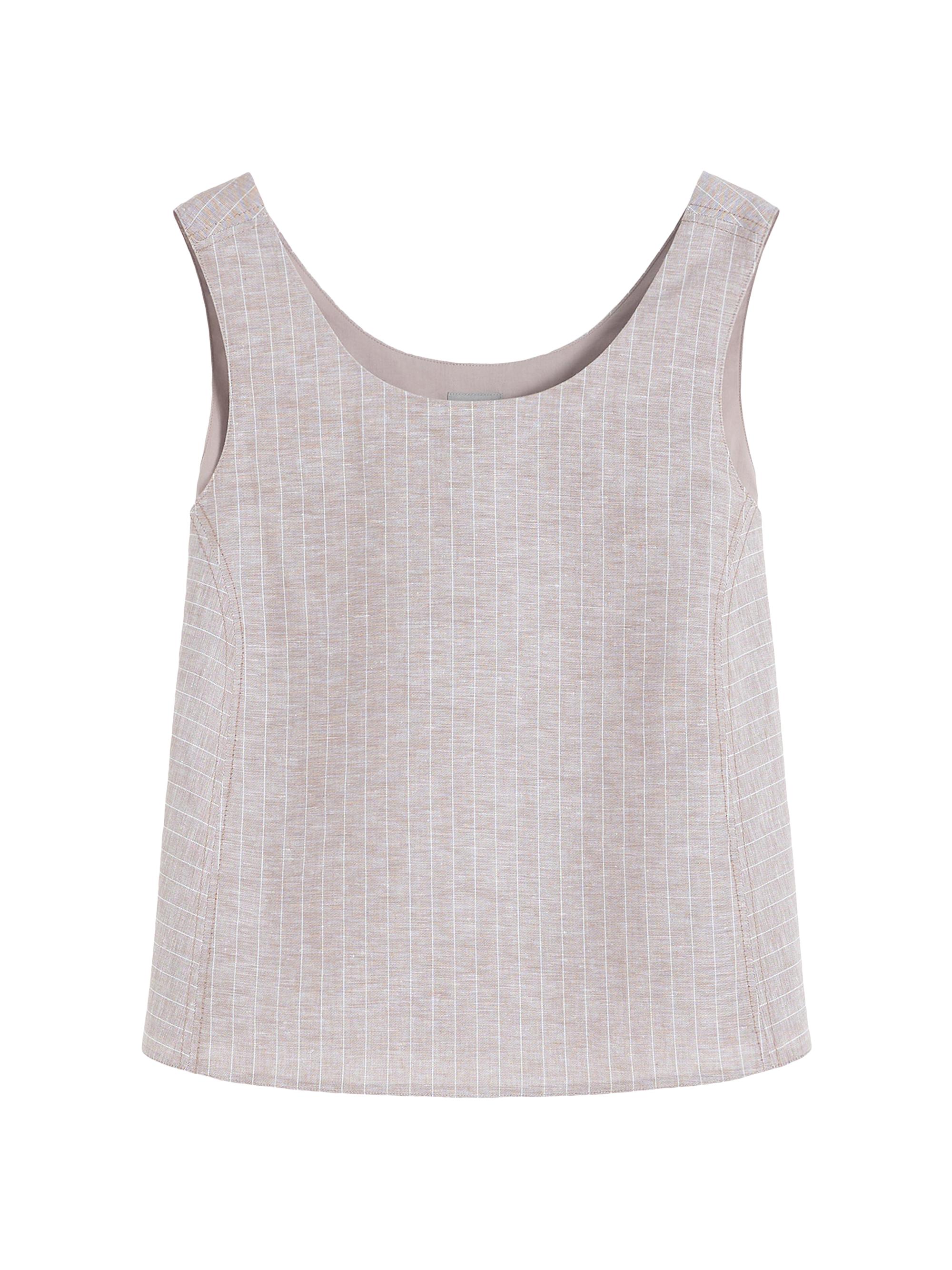 MM Max Mara Women's Flared Cotton and Linen Canvas Top - Beige