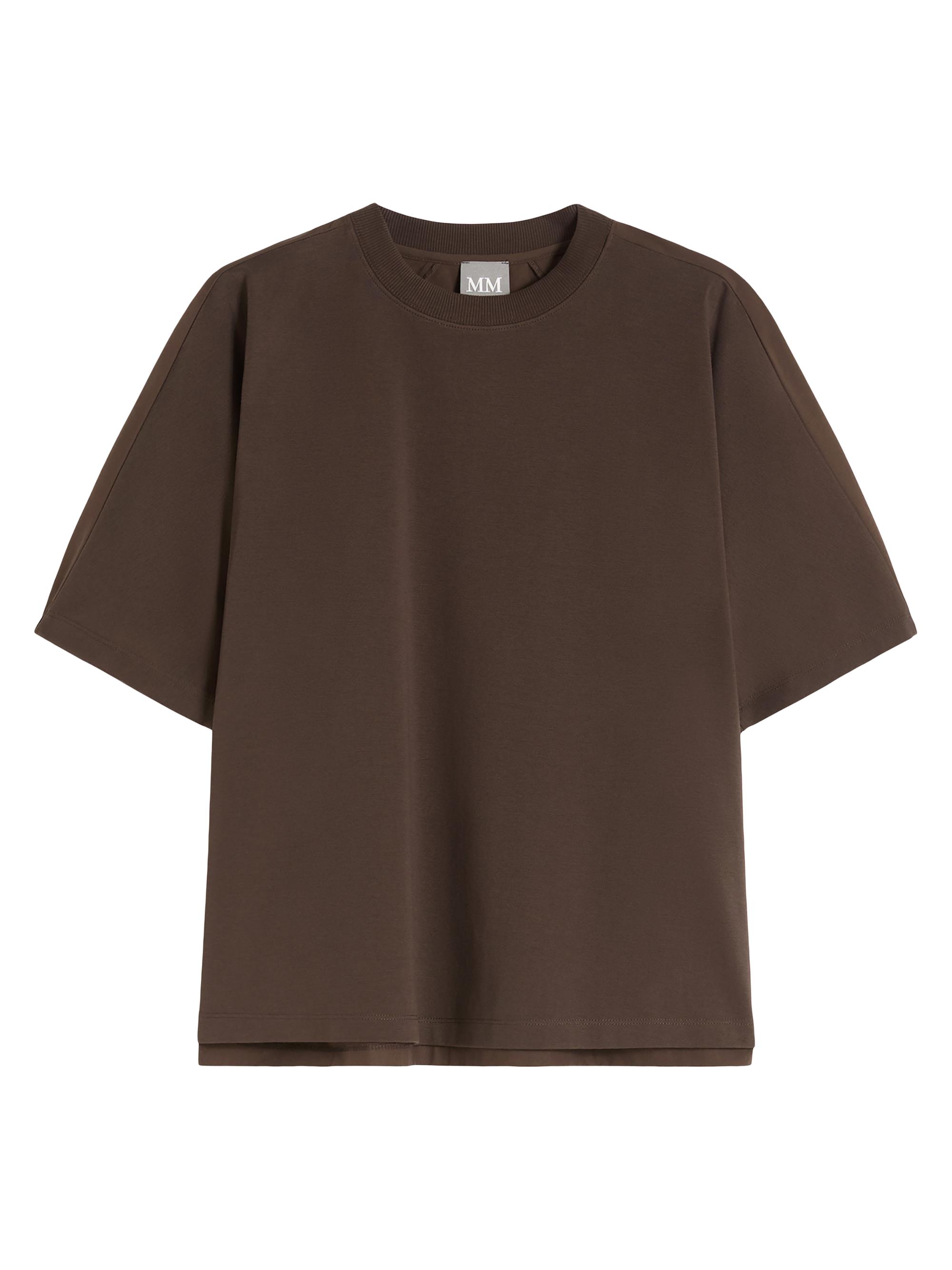 MM Max Mara Women's Jersey and Cotton Poplin T-Shirt - Dark Brown