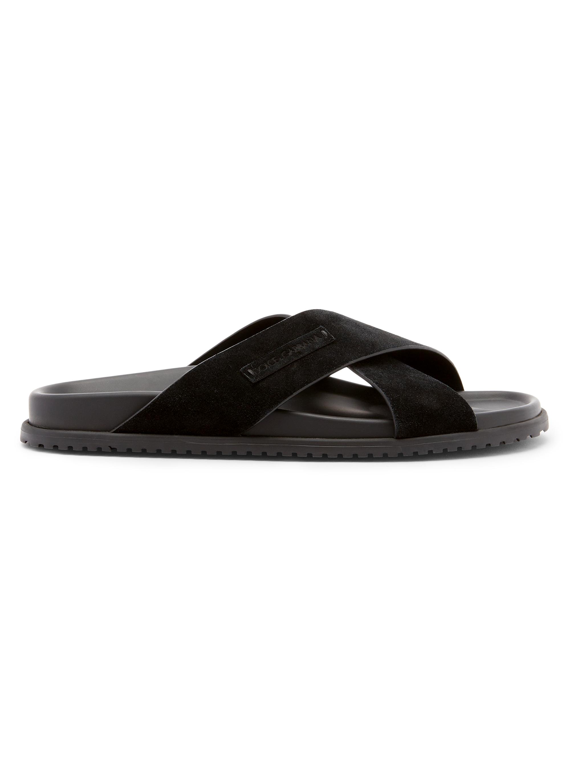 Dolce & Gabbana Men's Suede Crisscross Sandals - Black