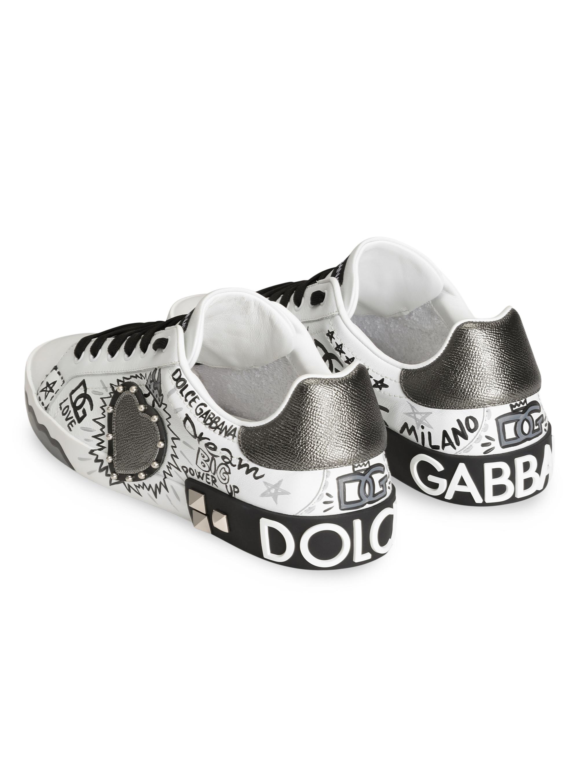 Dolce&Gabbana Graffiti Patchwork Leather Low-Top Sneakers | Saks