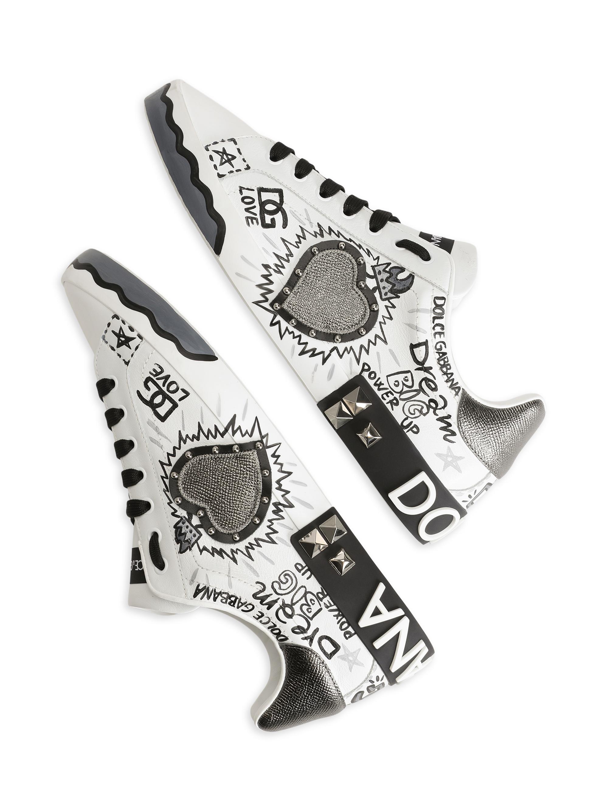 Dolce&Gabbana Graffiti Patchwork Leather Low-Top Sneakers | Saks
