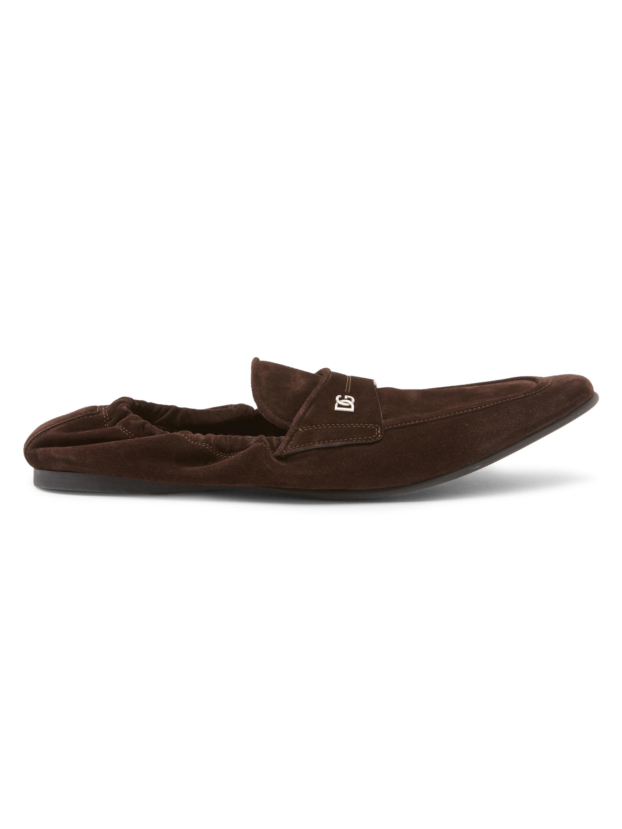 Dolce & Gabbana Men's Logo-Detail Velvet-Finish Suede Loafers - Cacao - Women's Clothing