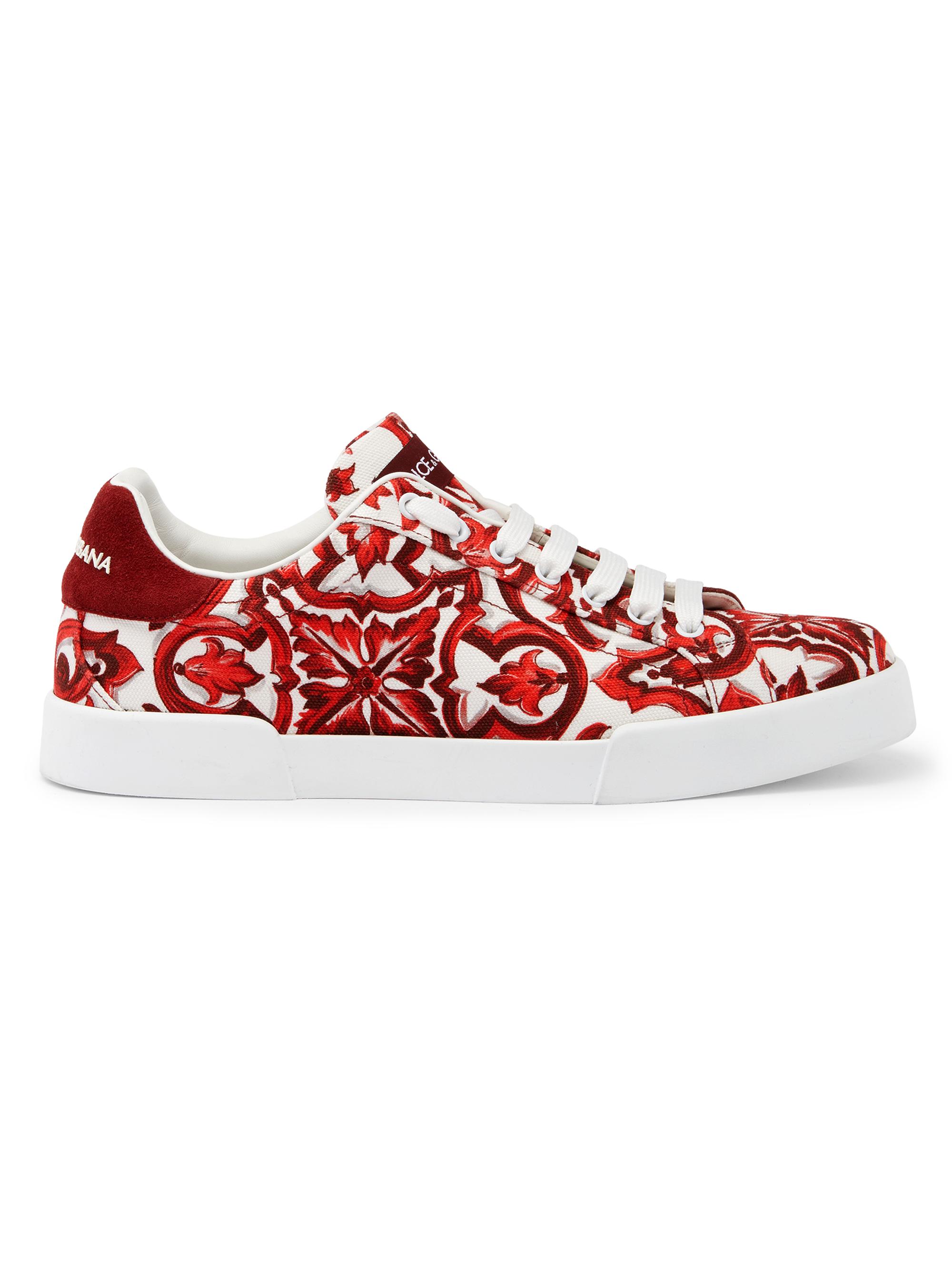 Dolce & Gabbana Men's Majolica Canvas Low-Top Sneakers - Maiolica Rubino