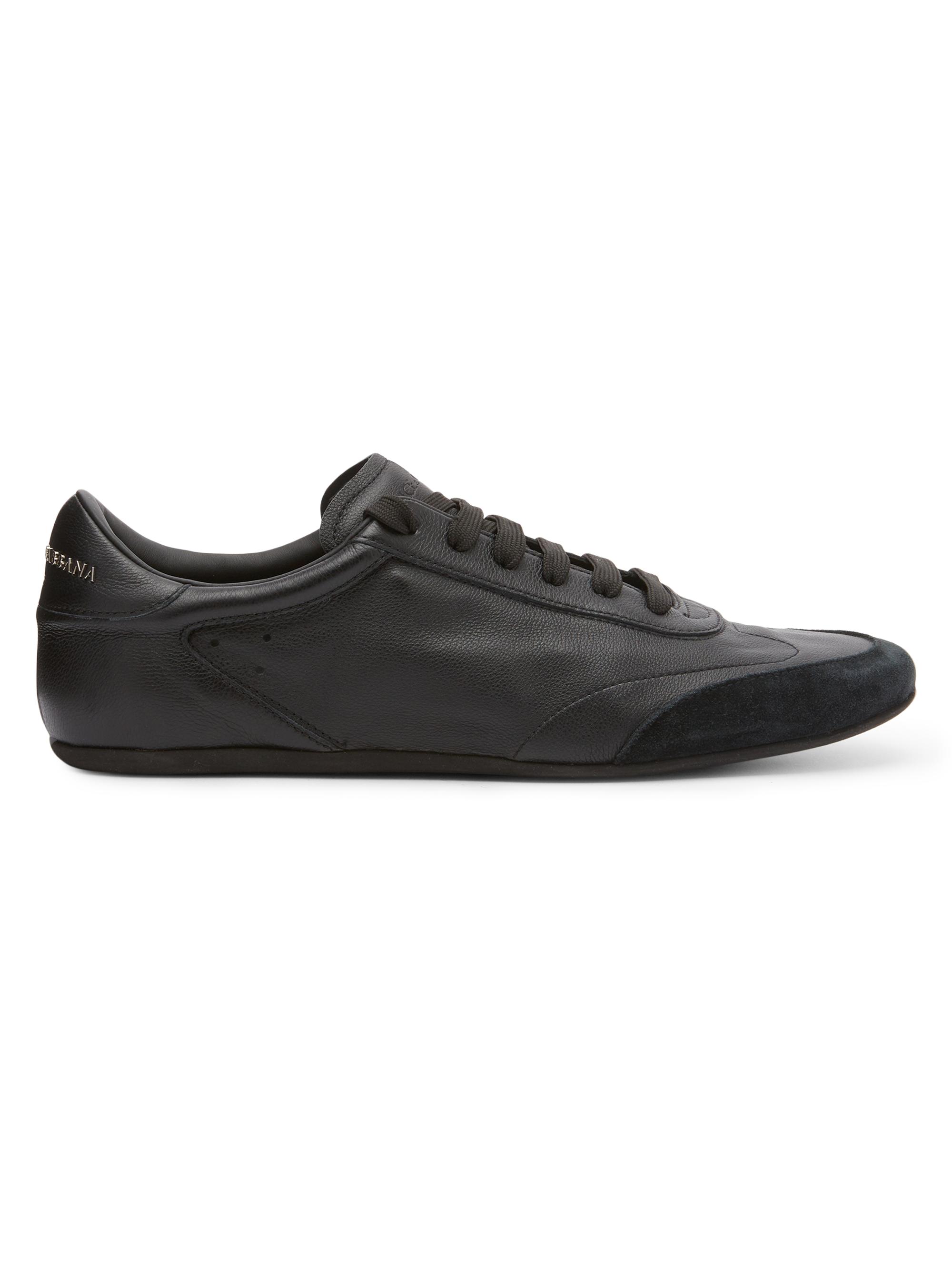 チ*ン様 Dolce & Gabbana ブラックレザーシューズ Dolce&Gabbana Woven Leather Low-Top Sneakers | Saks Fifth Avenue