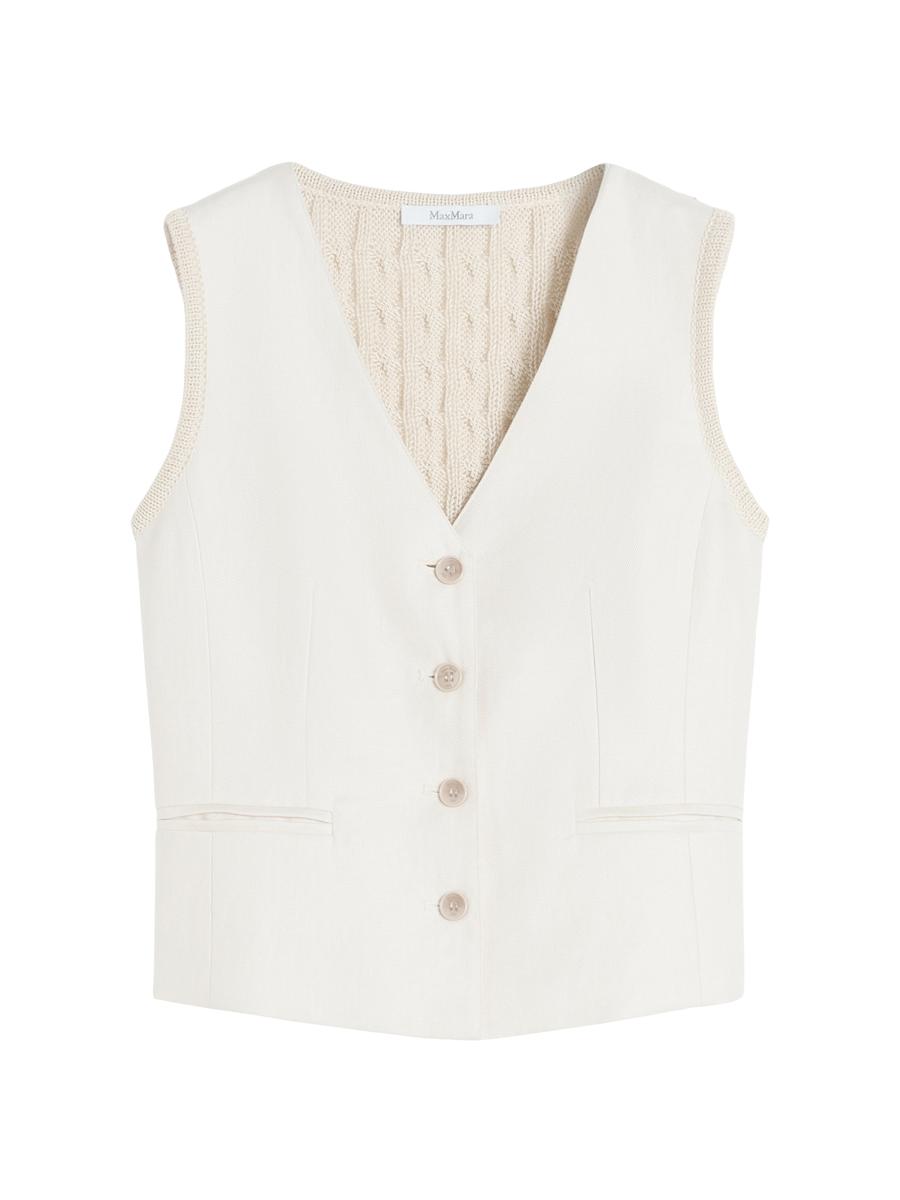 Max Mara Women's Linen And Cable Knit Gilet In Neutral