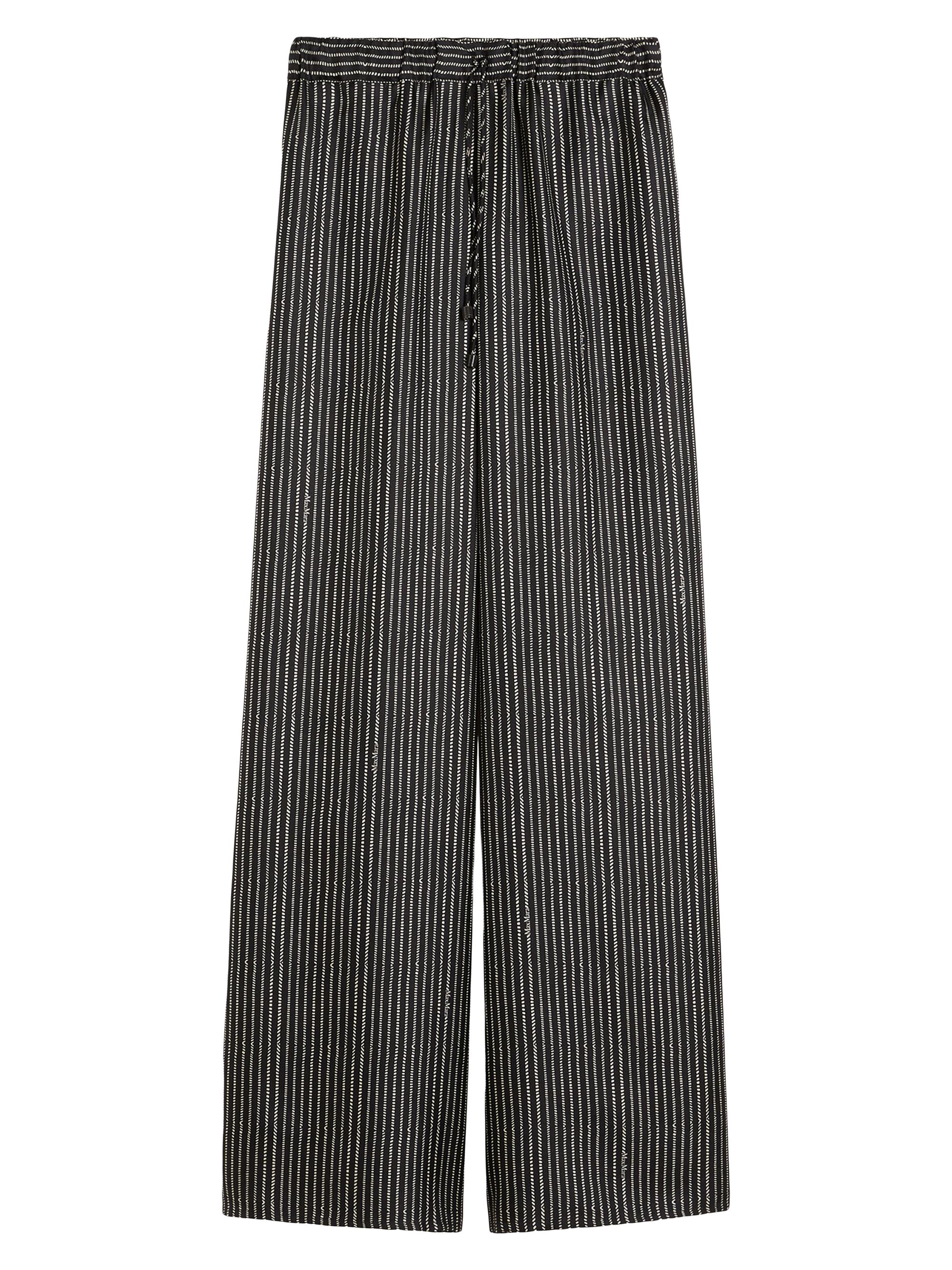 Max Mara Women's Wide Fit Printed Silk Trousers - Black White