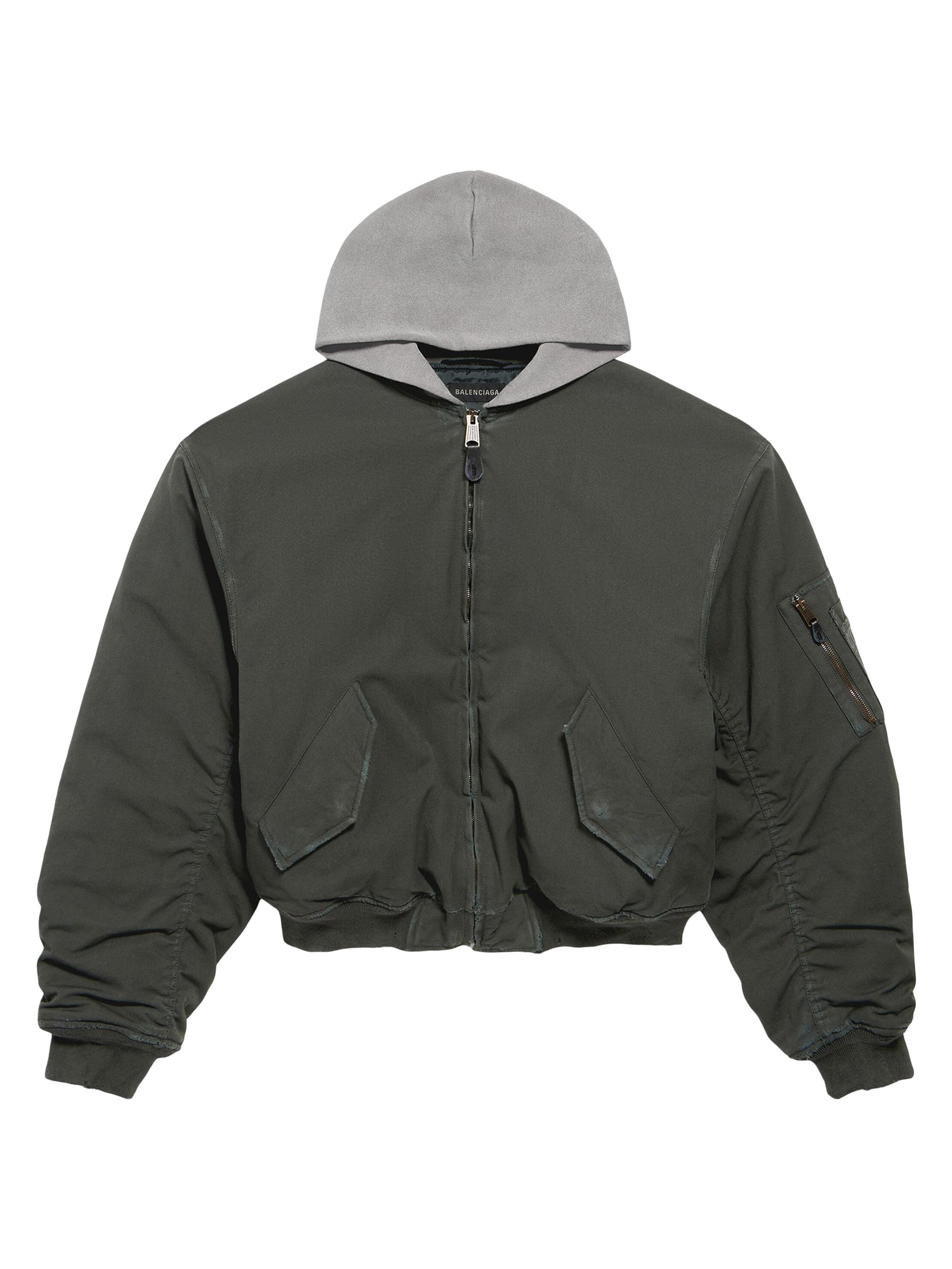 Balenciaga Men's Hooded Standard Bomber Jacket - Anthracite