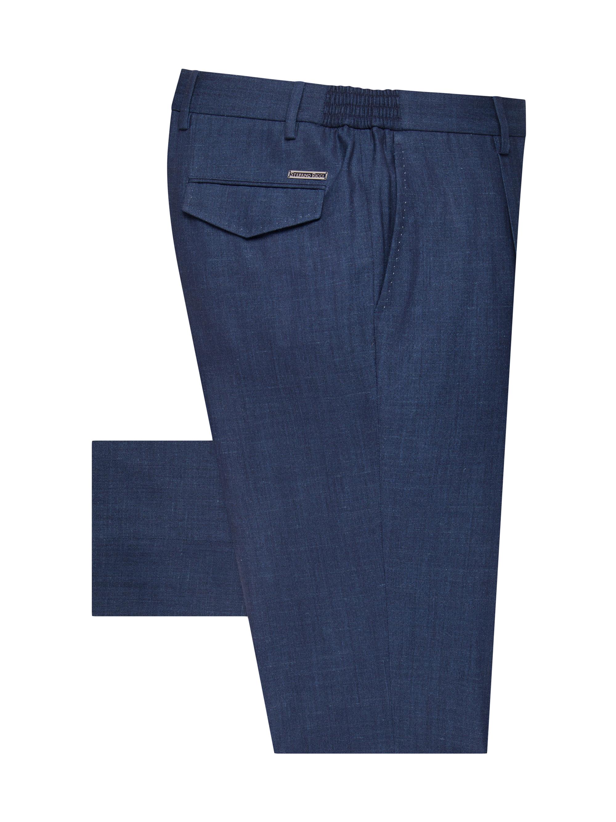 Stefano Ricci Men's Wool and Silk Blend Trousers - Violet Blue