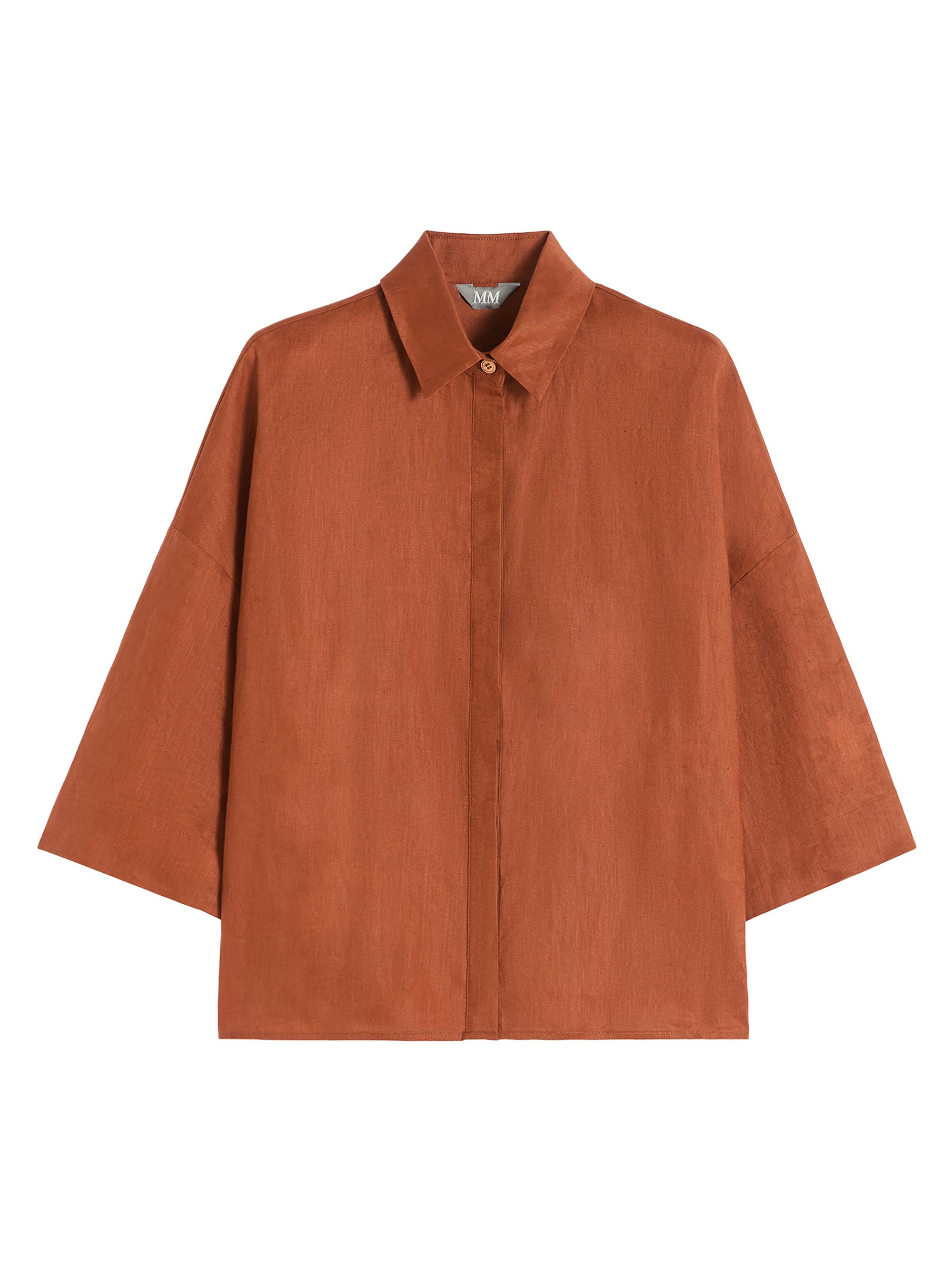 MM Max Mara Women's Linen Canvas Boxy Shirt - Rust