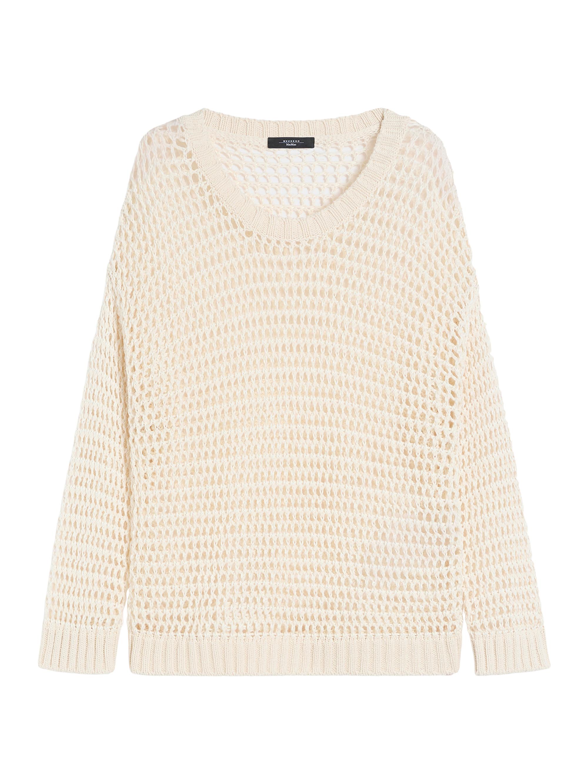 Weekend Max Mara Women's Linen and Cotton Yarn Mesh Jumper - Ecru