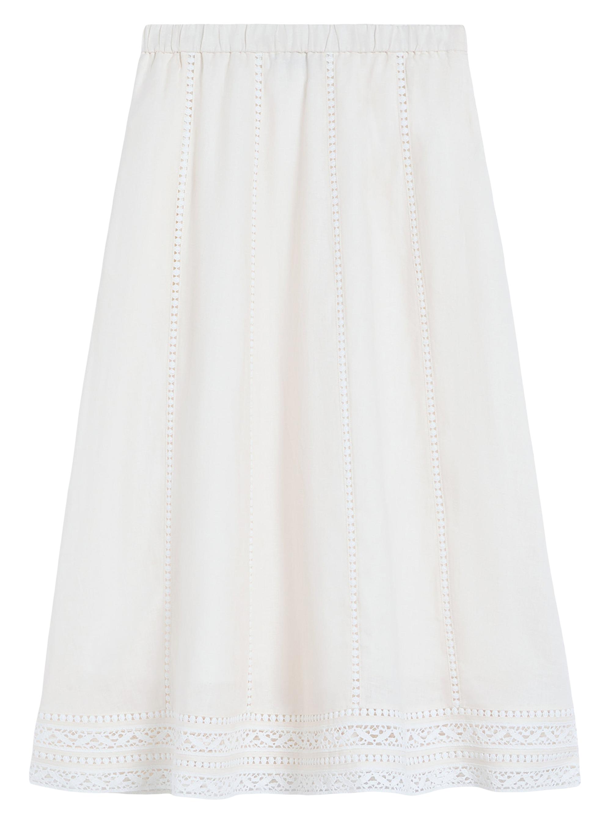 Weekend Max Mara Women's Linen Skirt with a Jour Embroidery - Ecru