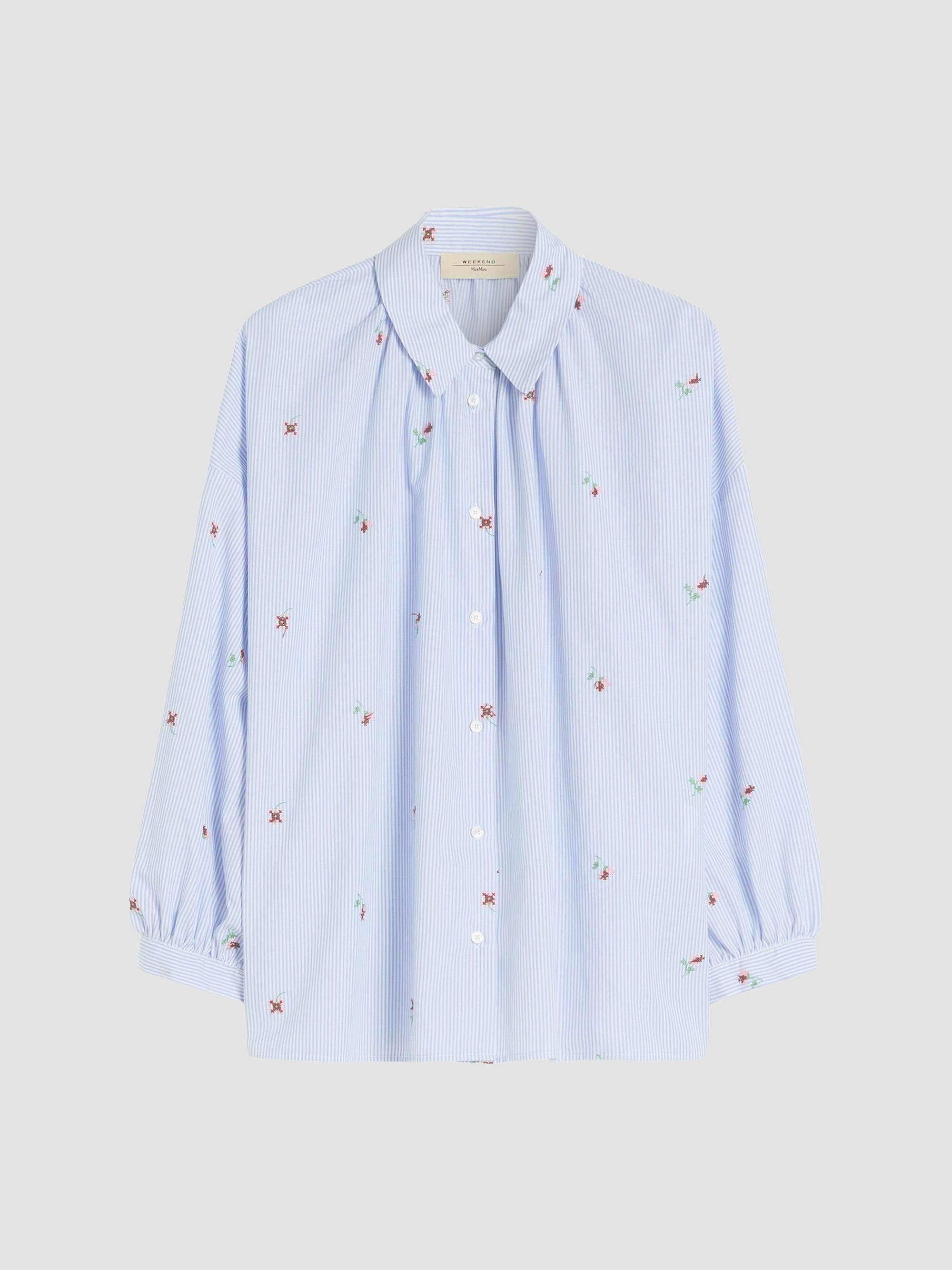 Weekend Max Mara Women's Poplin Shirt with Embroidery - Light Blue