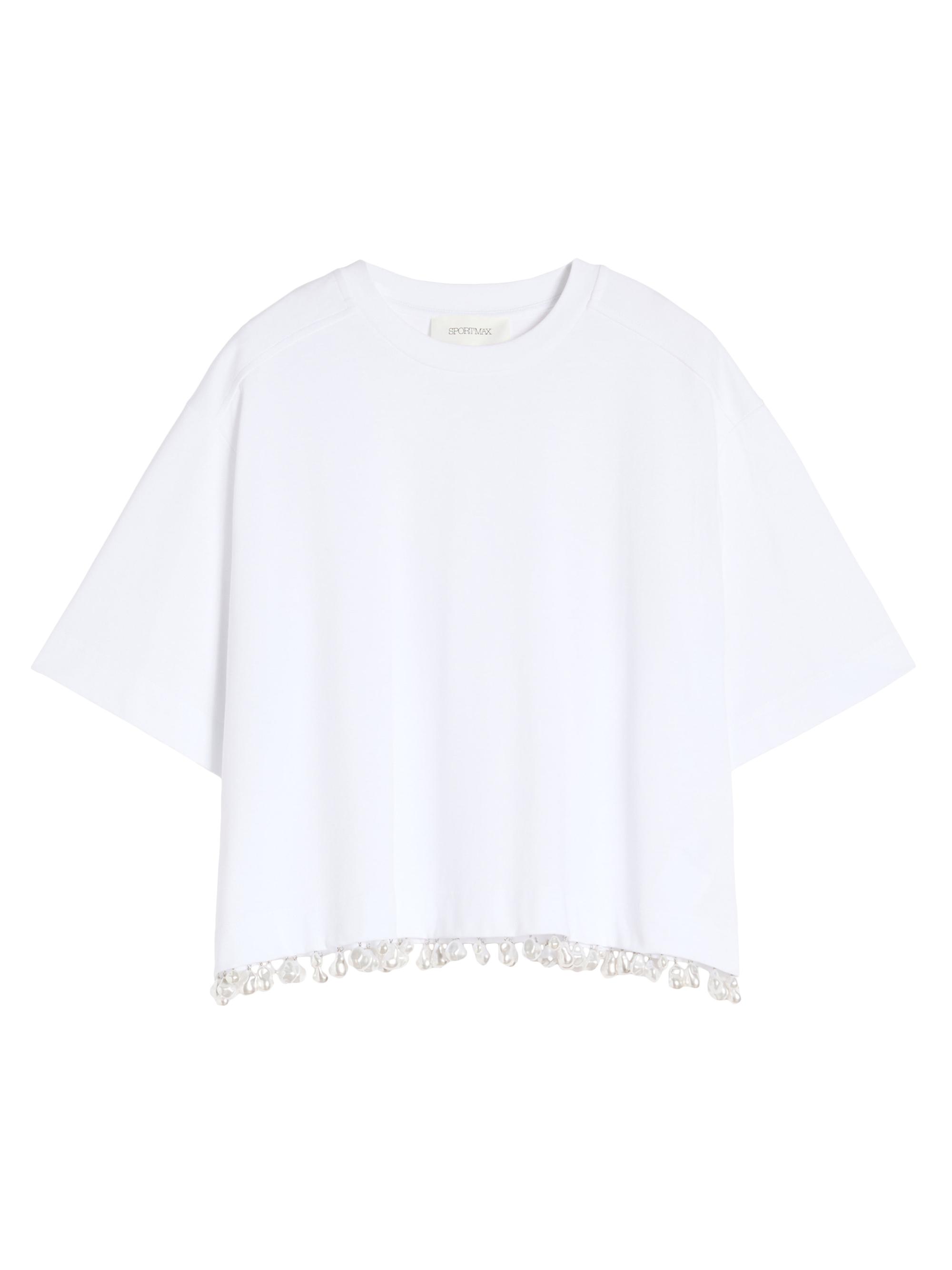 Sportmax Women's Pearl Embroidered Cropped T-Shirt - Optical White