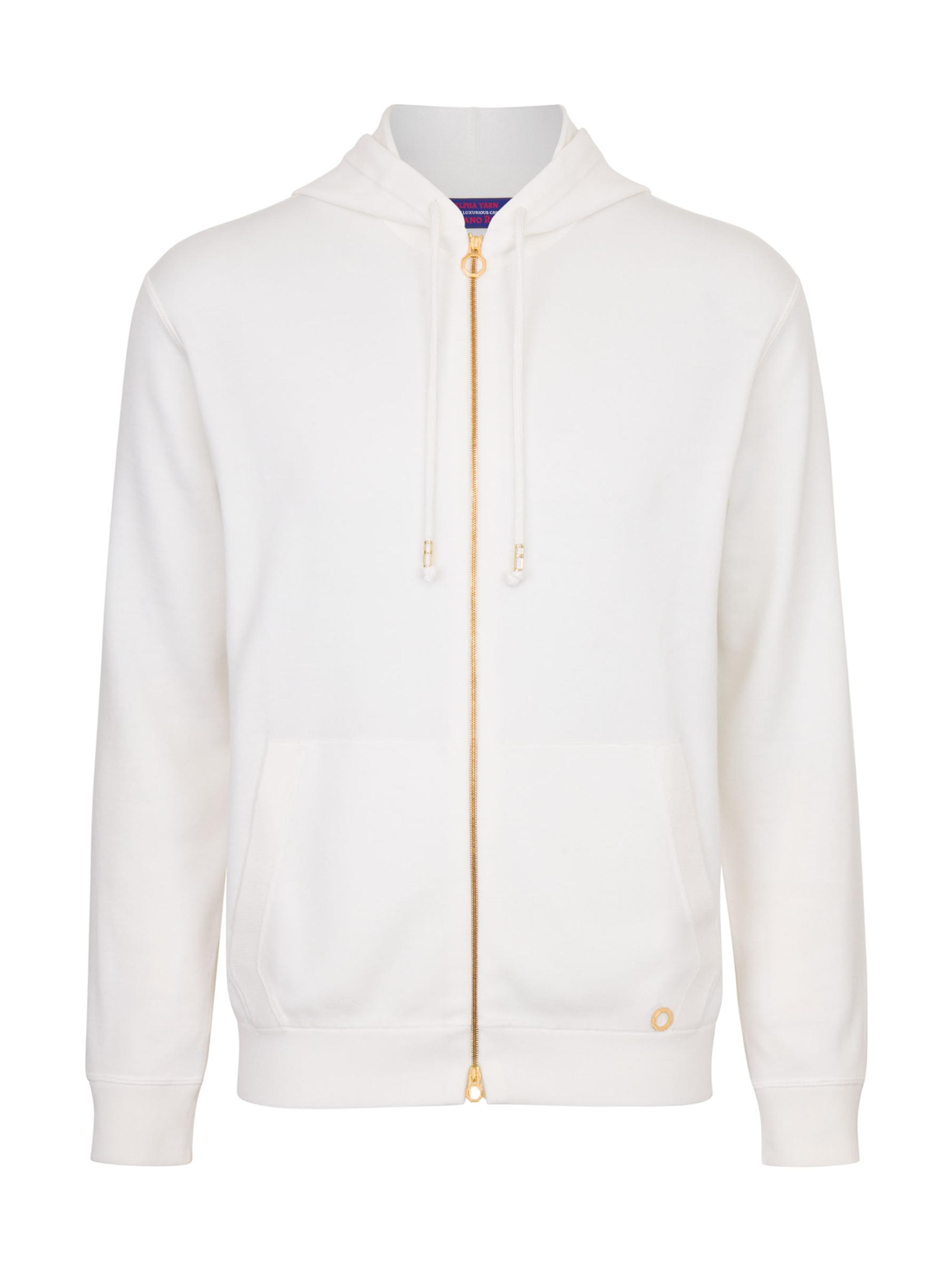 Stefano Ricci Men's Alpha Yarn Cashmere Jogging Blouson Sweater - White