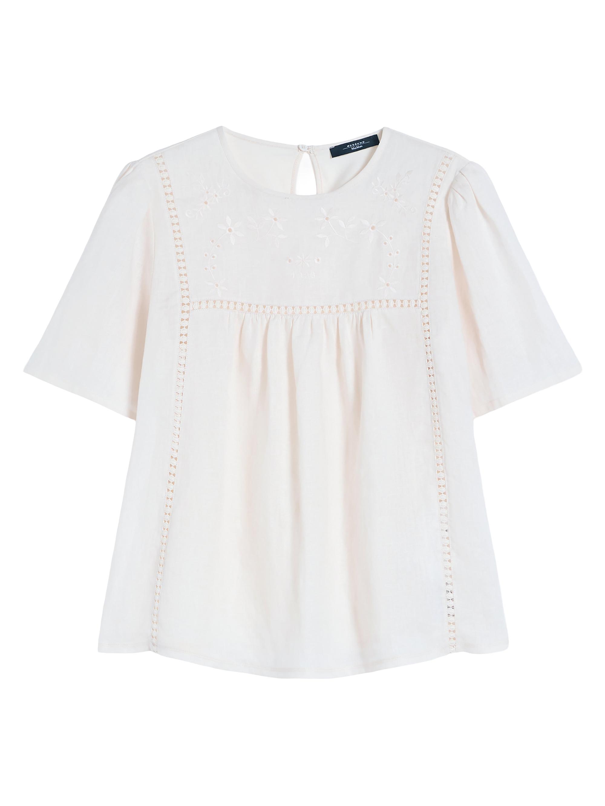 Weekend Max Mara Women's Linen Canvas and Stretch Jersey Top - Ecru