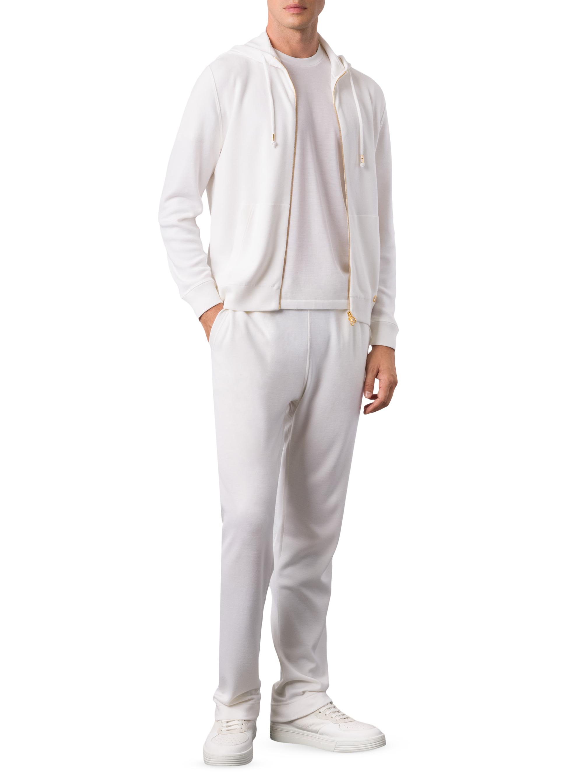 Stefano Ricci Men's Alpha Yarn Cashmere Jogging Blouson Sweater - White