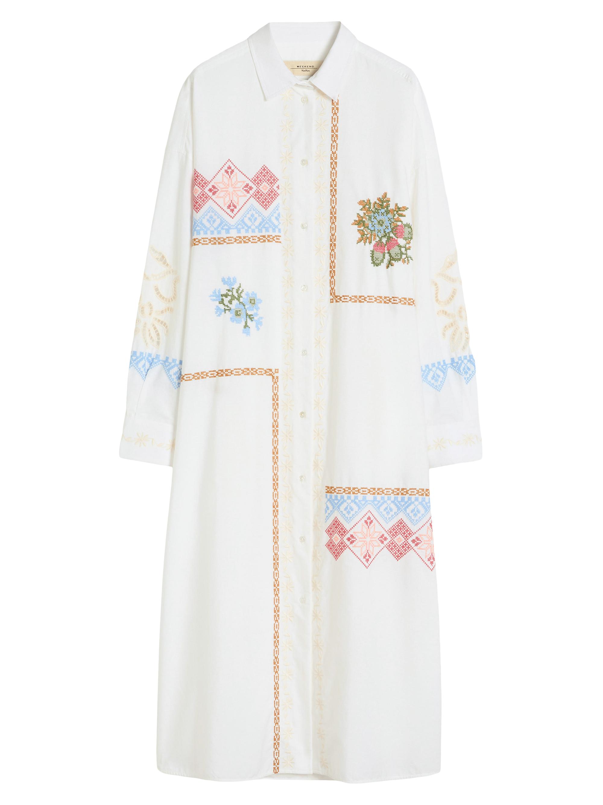 Weekend Max Mara Women's Poplin Shirt Dress with Embroideries - White