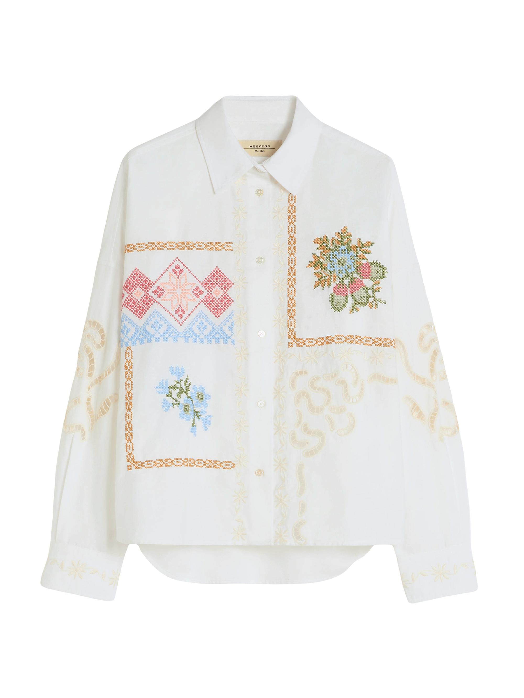 Weekend Max Mara Women's Cotton Blouse with Lace and Embroideries - White