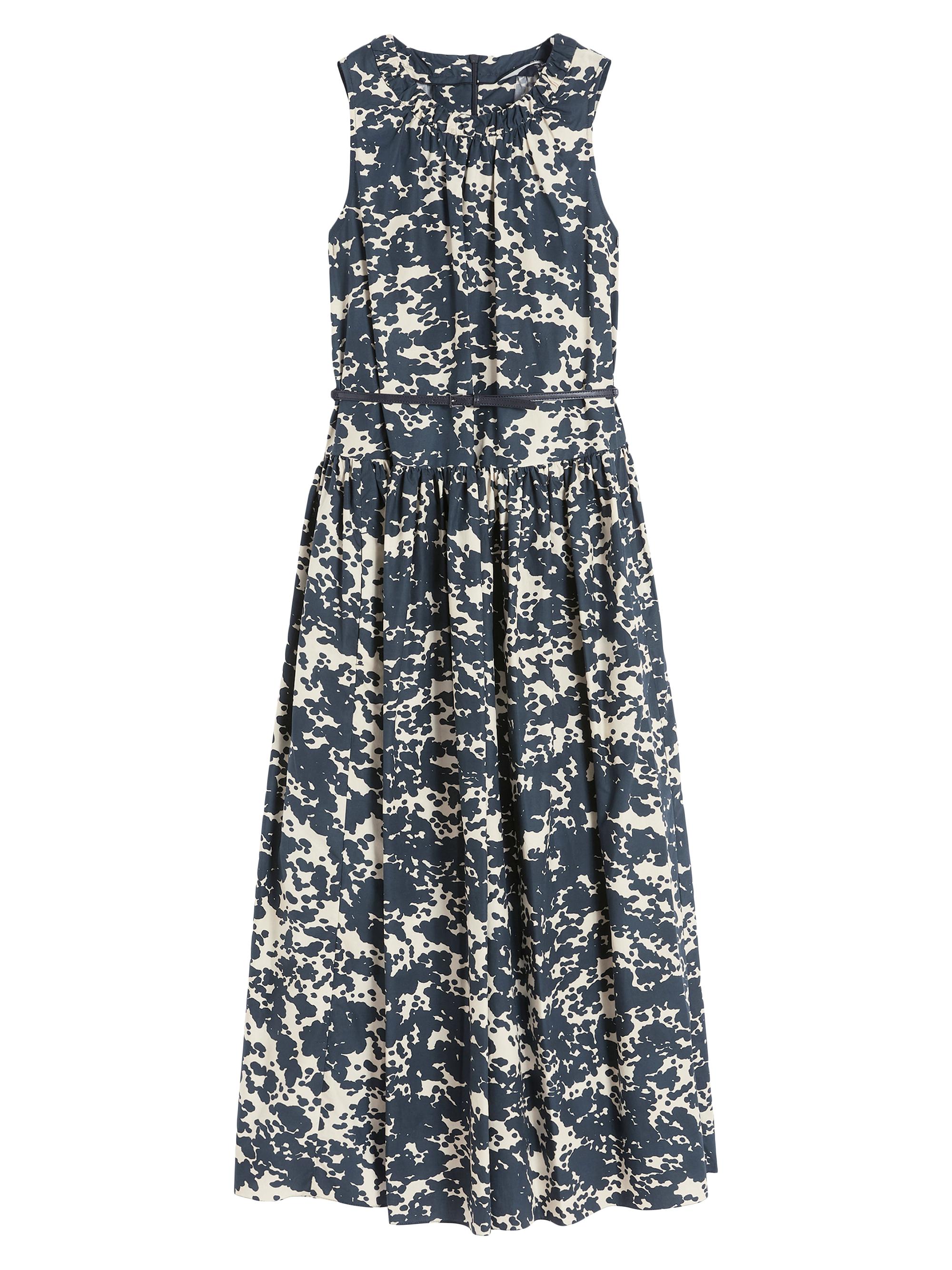 Max Mara Women's Printed Cotton Dress with Belt - Ultramarine