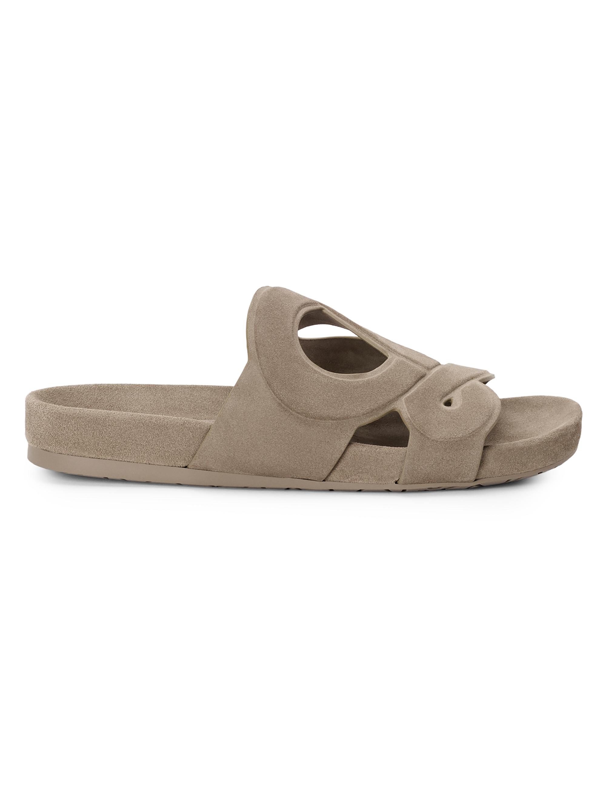 LOEWE Men's  x Paula's Ibiza Ease Monogram Suede Slide Sandals - Stone Grey