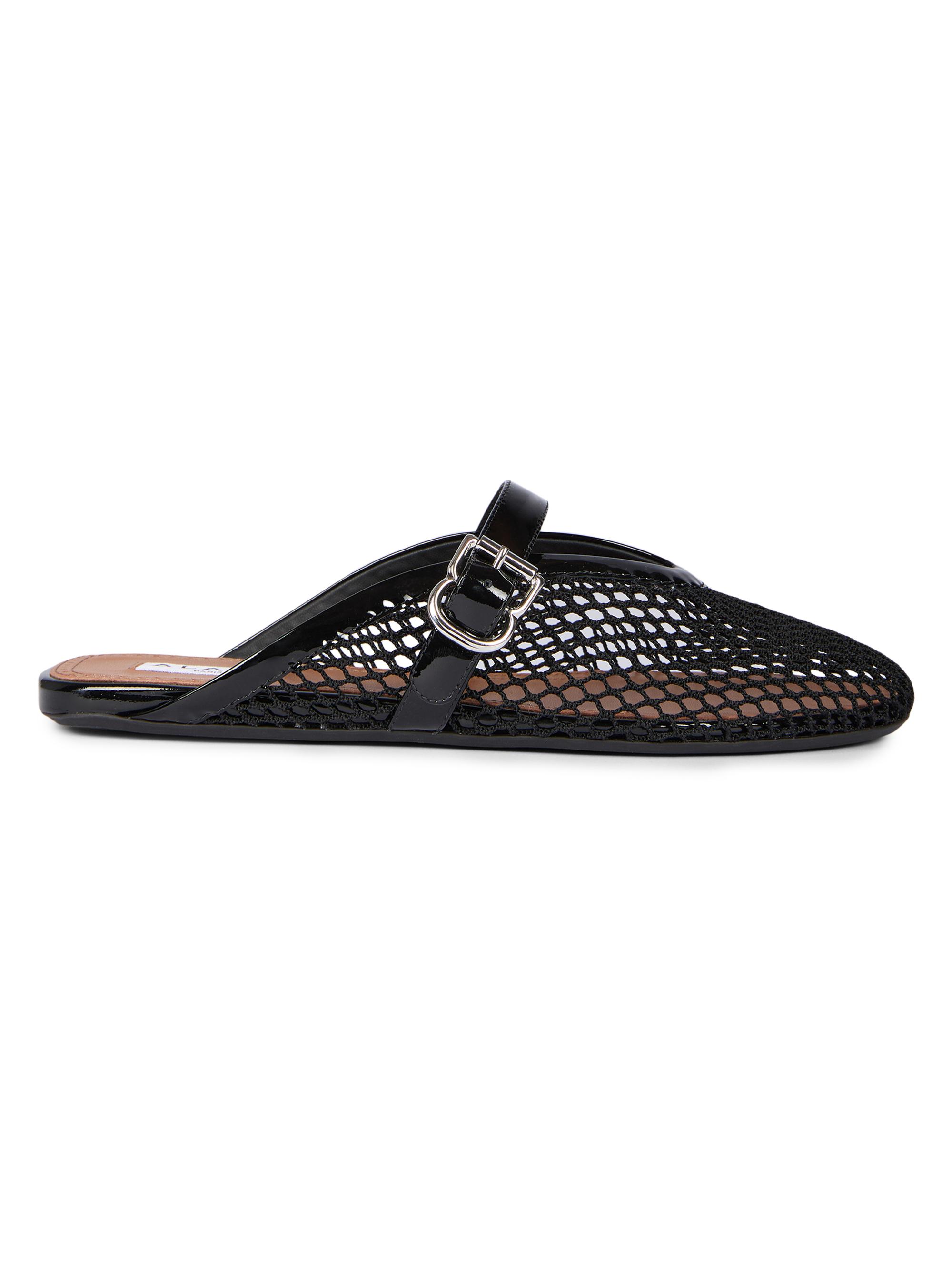 Alaïa Women's Open-Knit Fishnet Flat Mules - Noir - Women's Clothing
