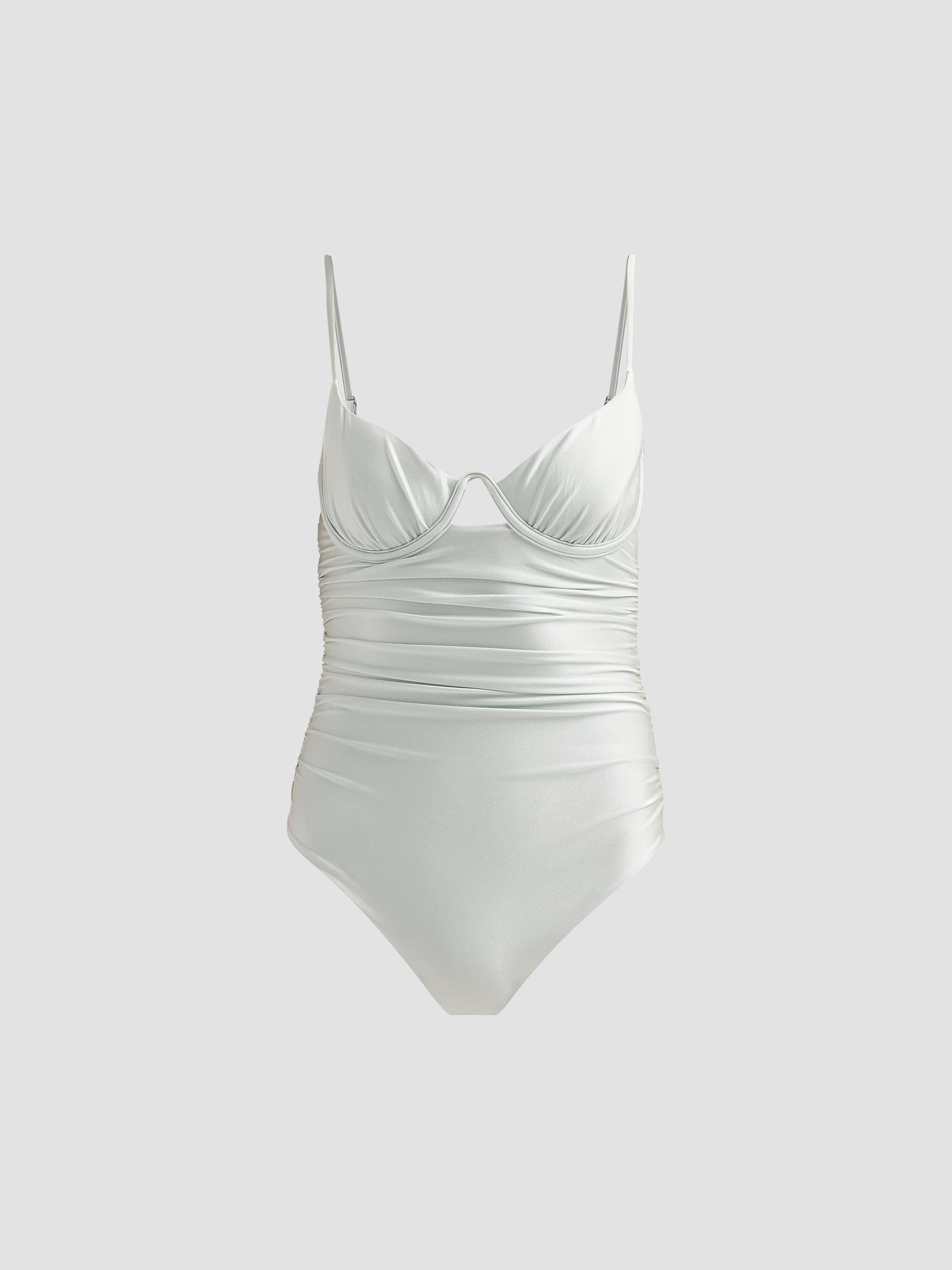 SIMKHAI Women's Laine Ruched One-Piece Swimsuit - Mint | Thumbnail 6