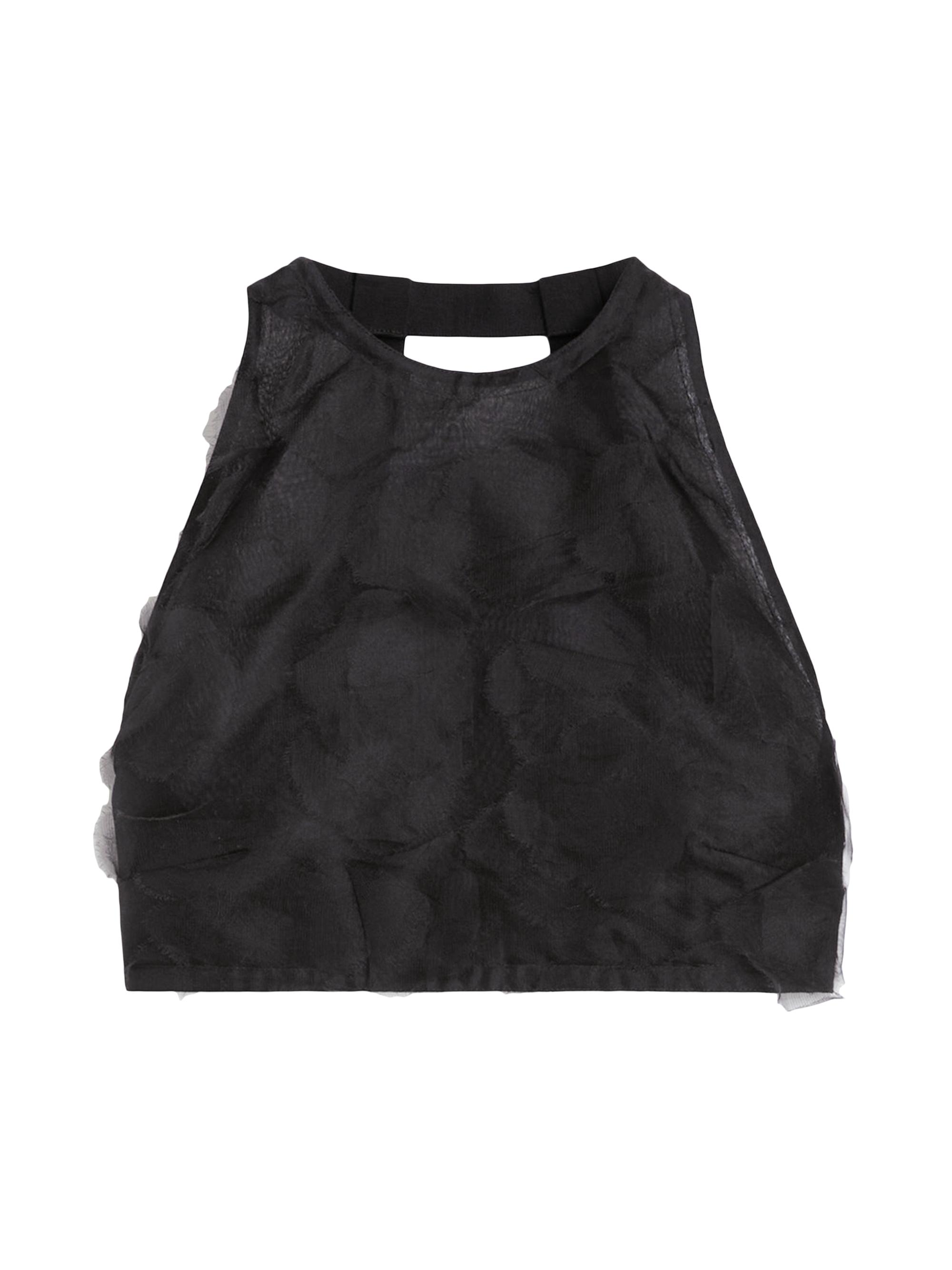 Max Mara Women's Crop Top in Silk Fil Coupé Jacquard - Black