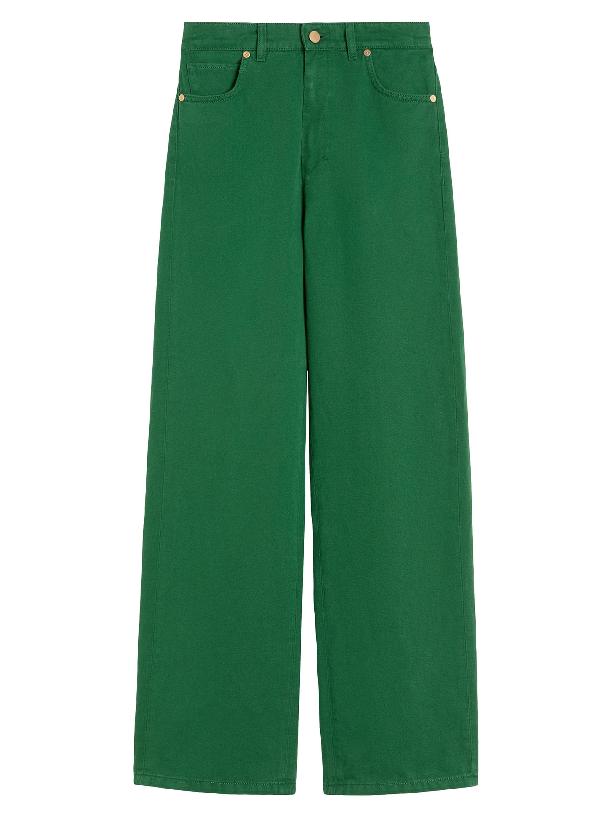 Max Mara Women's Cotton and Linen 5 Pocket Trousers - Green