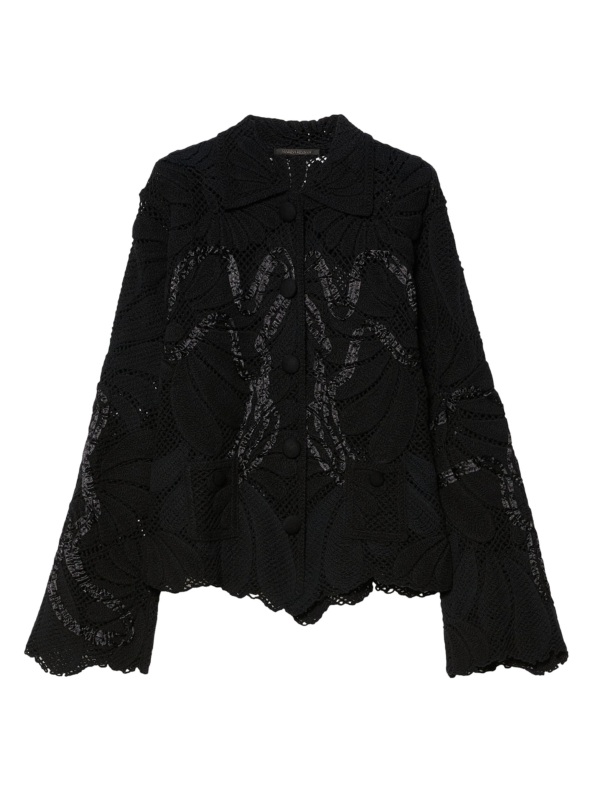 Marina Rinaldi Women's Embroidered Cotton Blend Cardigan - Black
