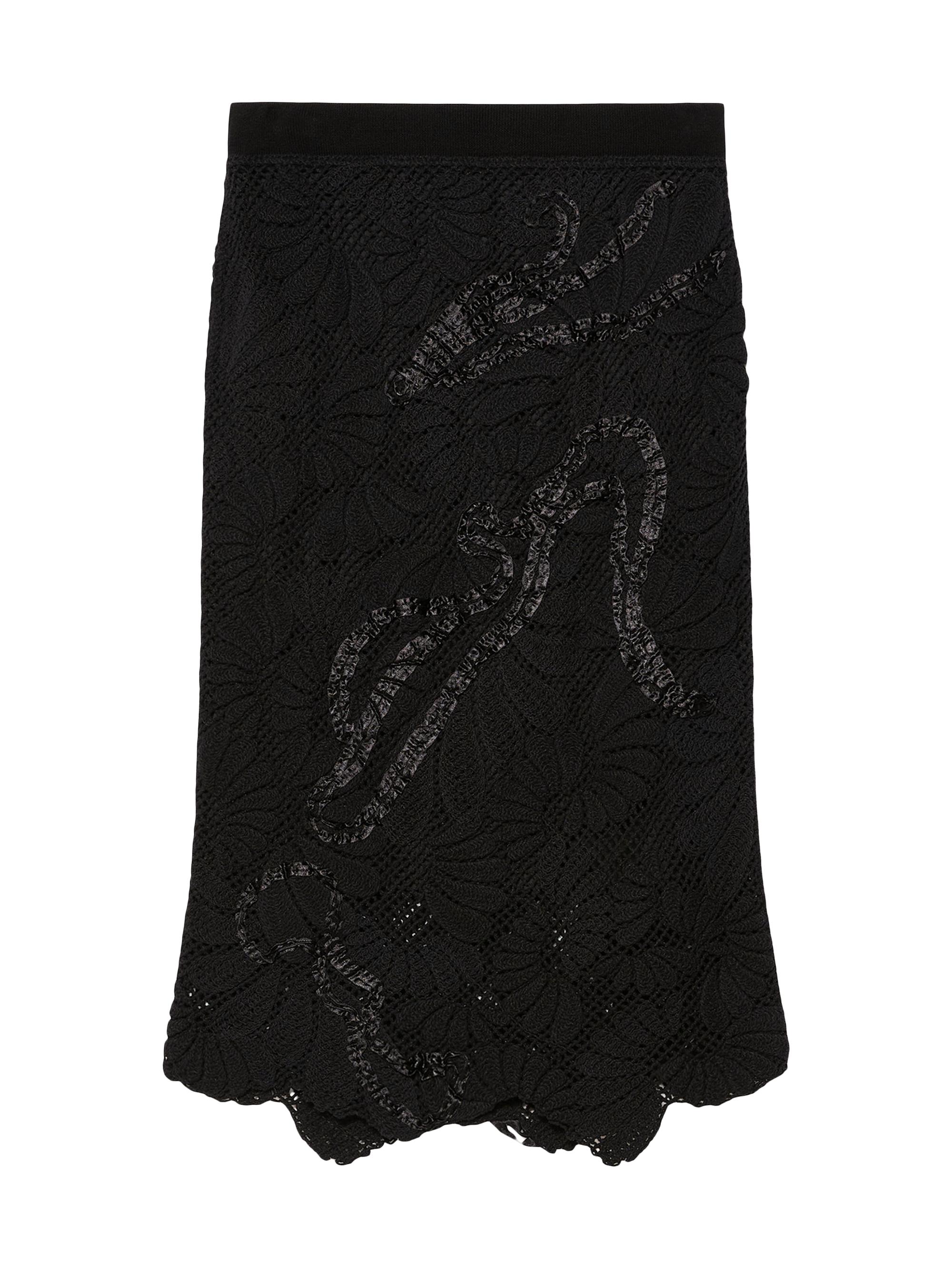 Marina Rinaldi Women's Macramé Embroidered Skirt - Black